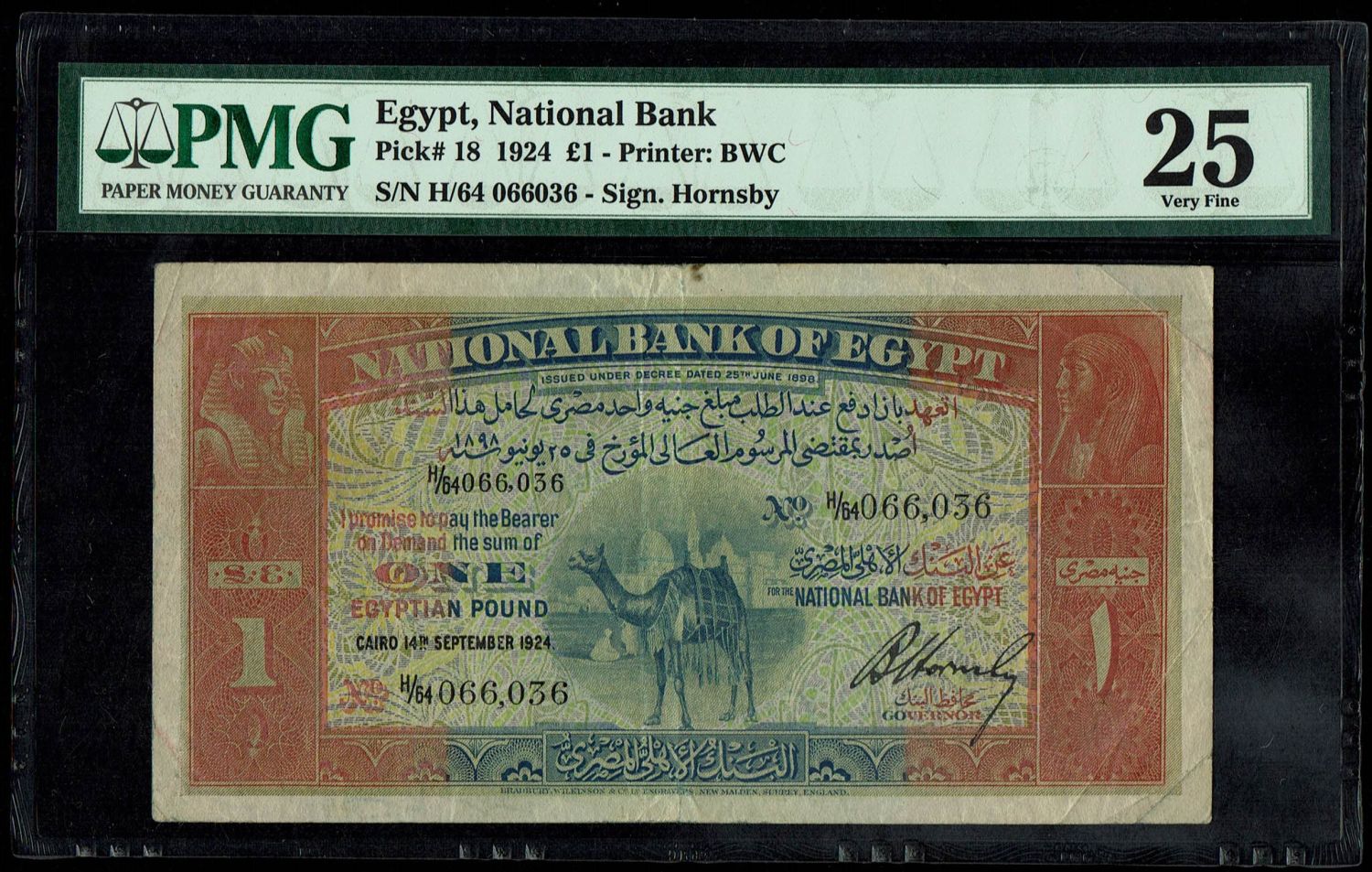 Egypt - 1 Pounds 1924 - National Bank of Egypt - PMG 25