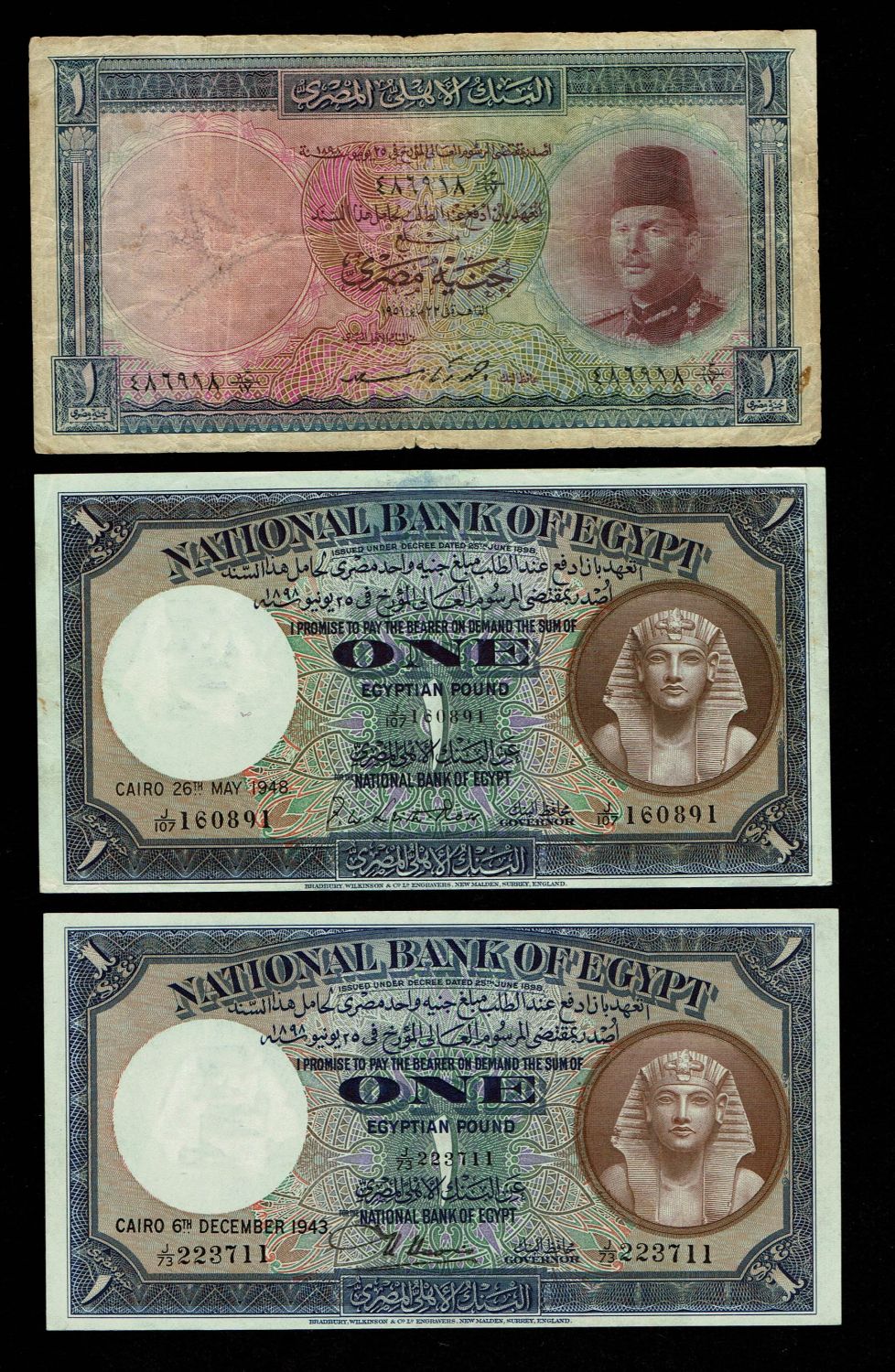 Egypt - 1 Pounds 1941, 1943, 1945, 1948, 1951 - National Bank of Egypt - VF, UNC - 1 3