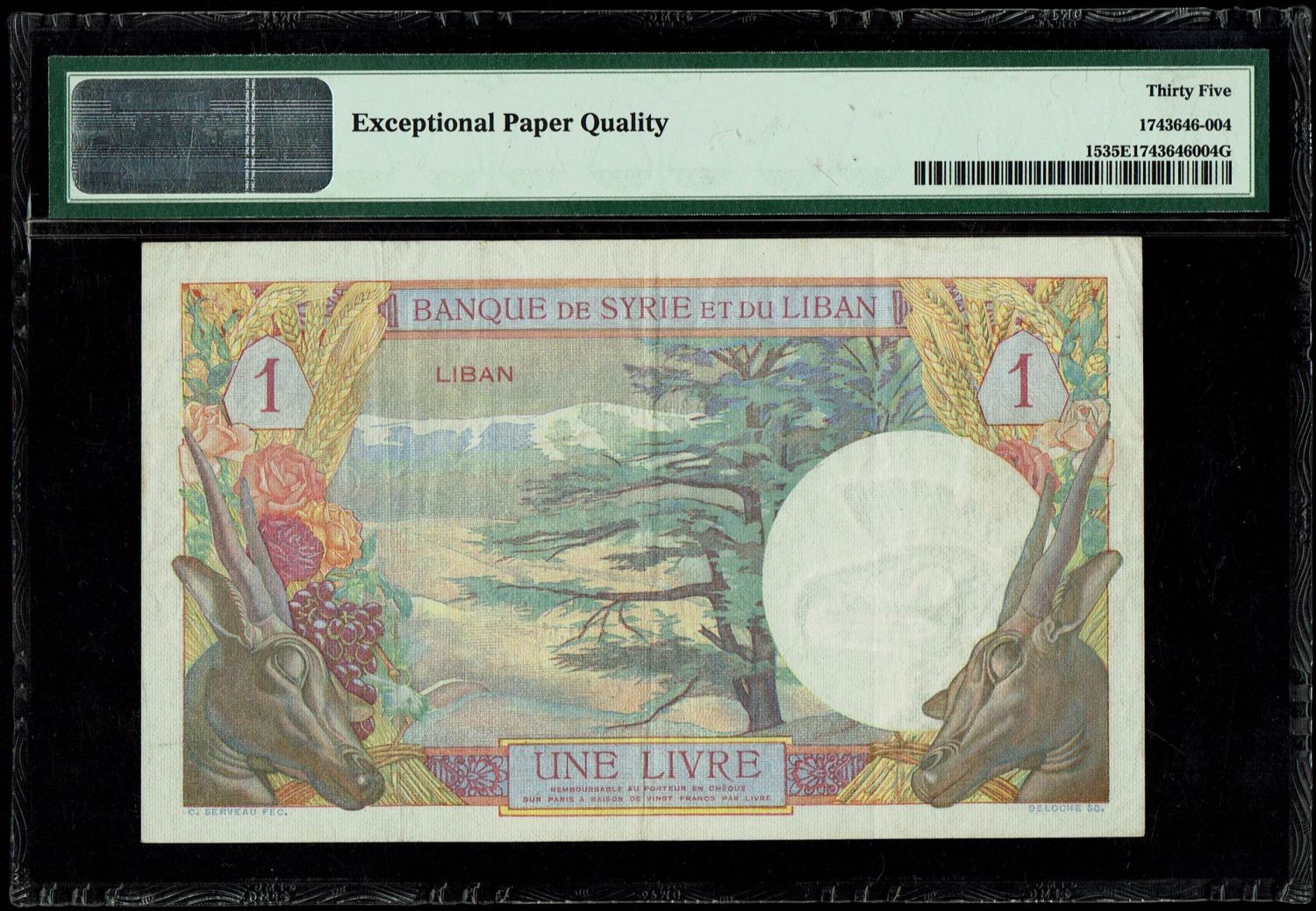 Lebanon - 1 Livre 1939 - PMG 35 EPQ - 1 1