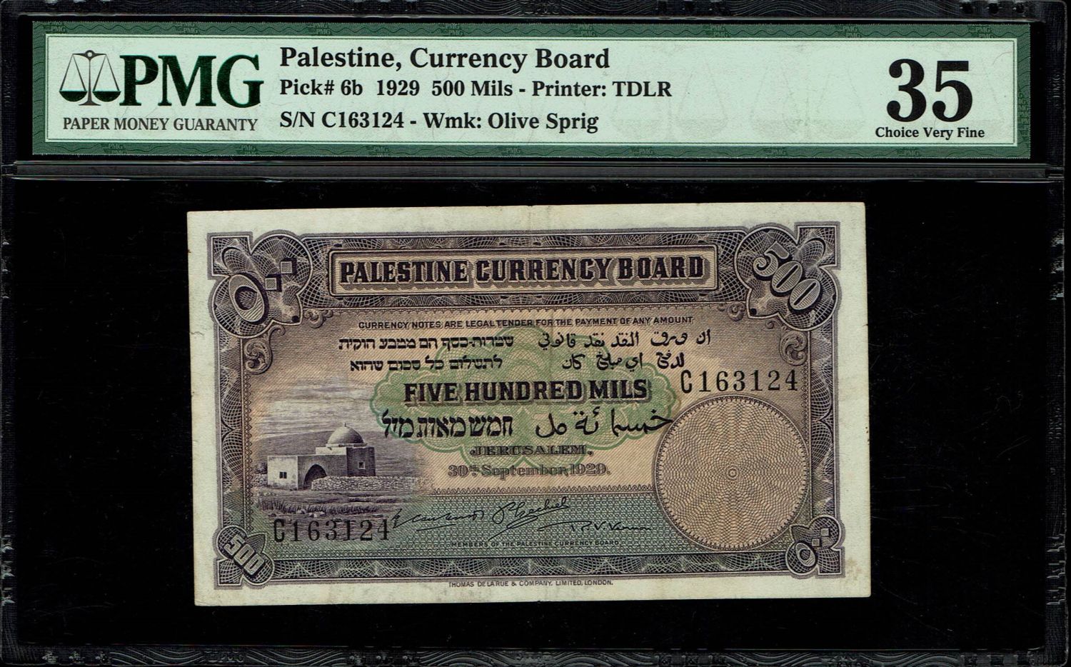 Palestine - 500 mils 1929 - PMG 35 - Prefix C - 1 0