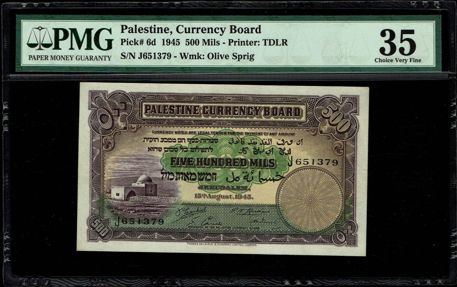 Palestine - 500 mils 1945 - PMG 35 - Prefix J - 1 0