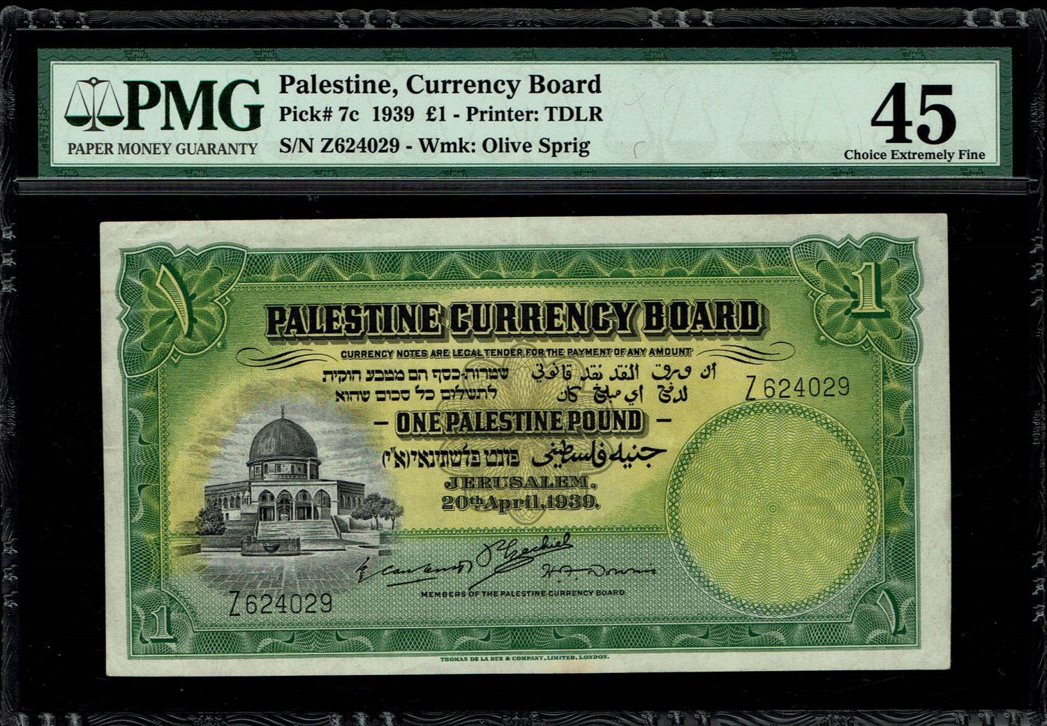 Palestine - 1 Pound 1939 - PMG 45 - Prefix Z - 1 0