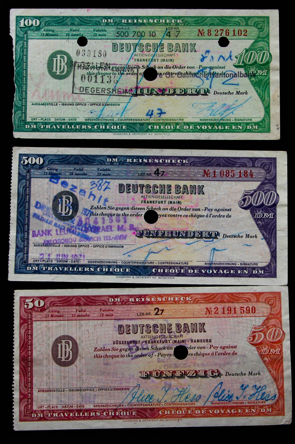 Germany - checks redeemed by Bank Leumi. - 1 0
