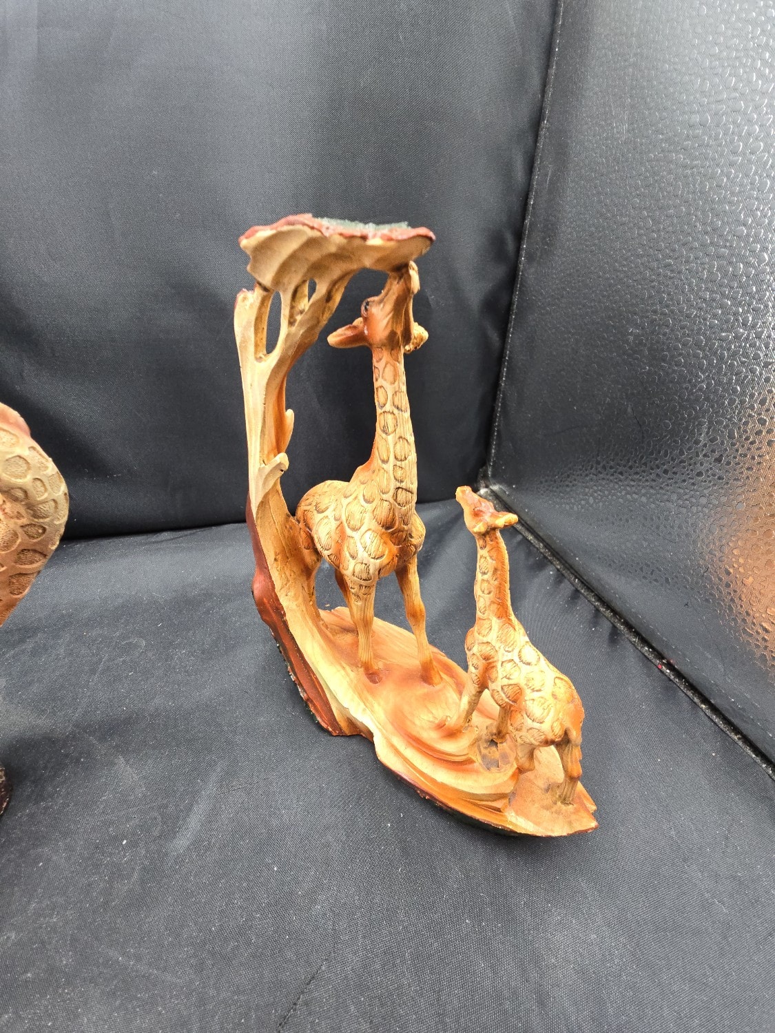 A Pair of Ebros Gift Safari Giraffe Family Faux Wood Resin Sculptures - 1 2