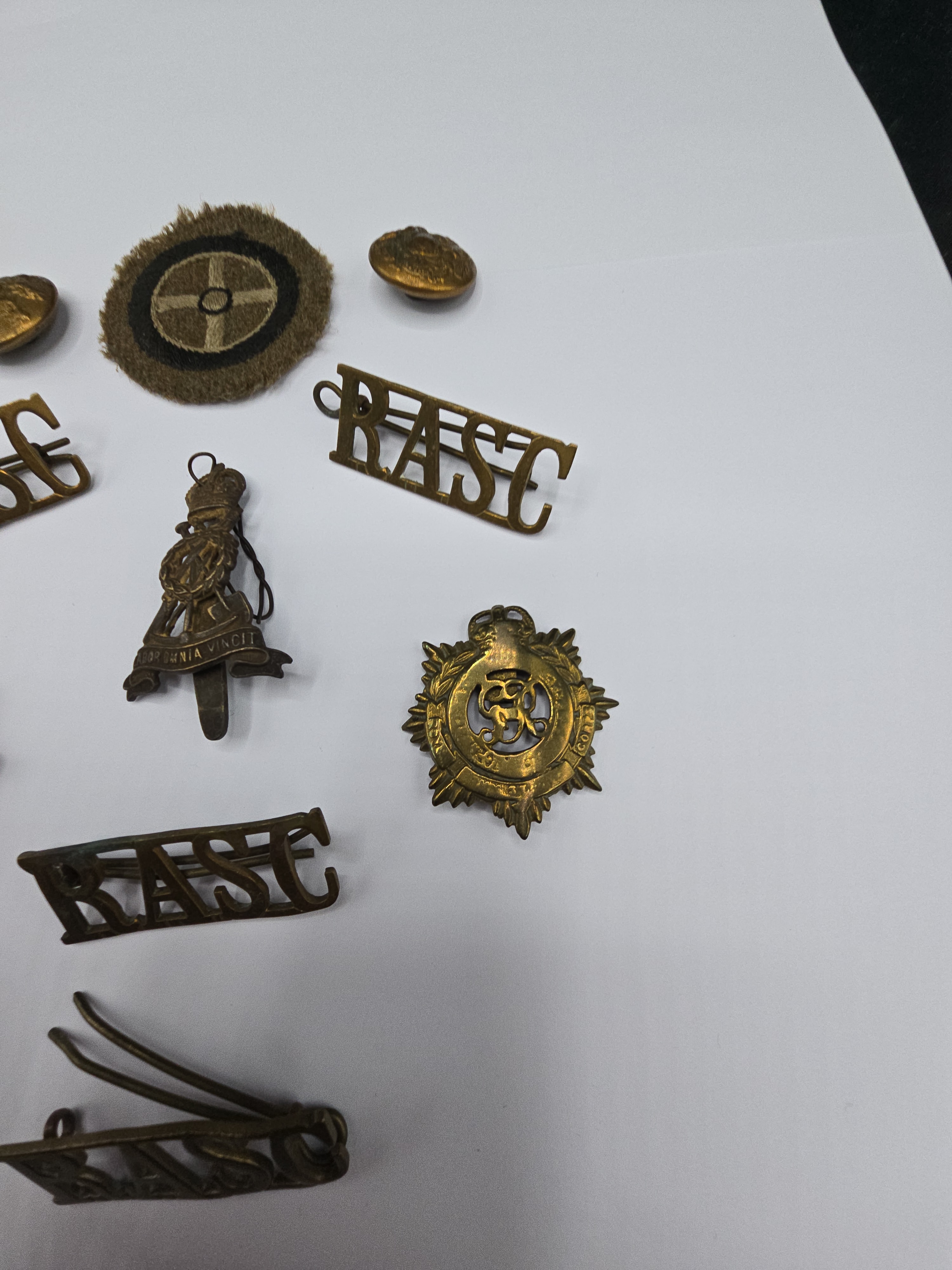 A Collection of Ten British Military Insignia, including a WWI/WWII Labour Corps / Royal Pioneer Corps Cap Badge - 1 1