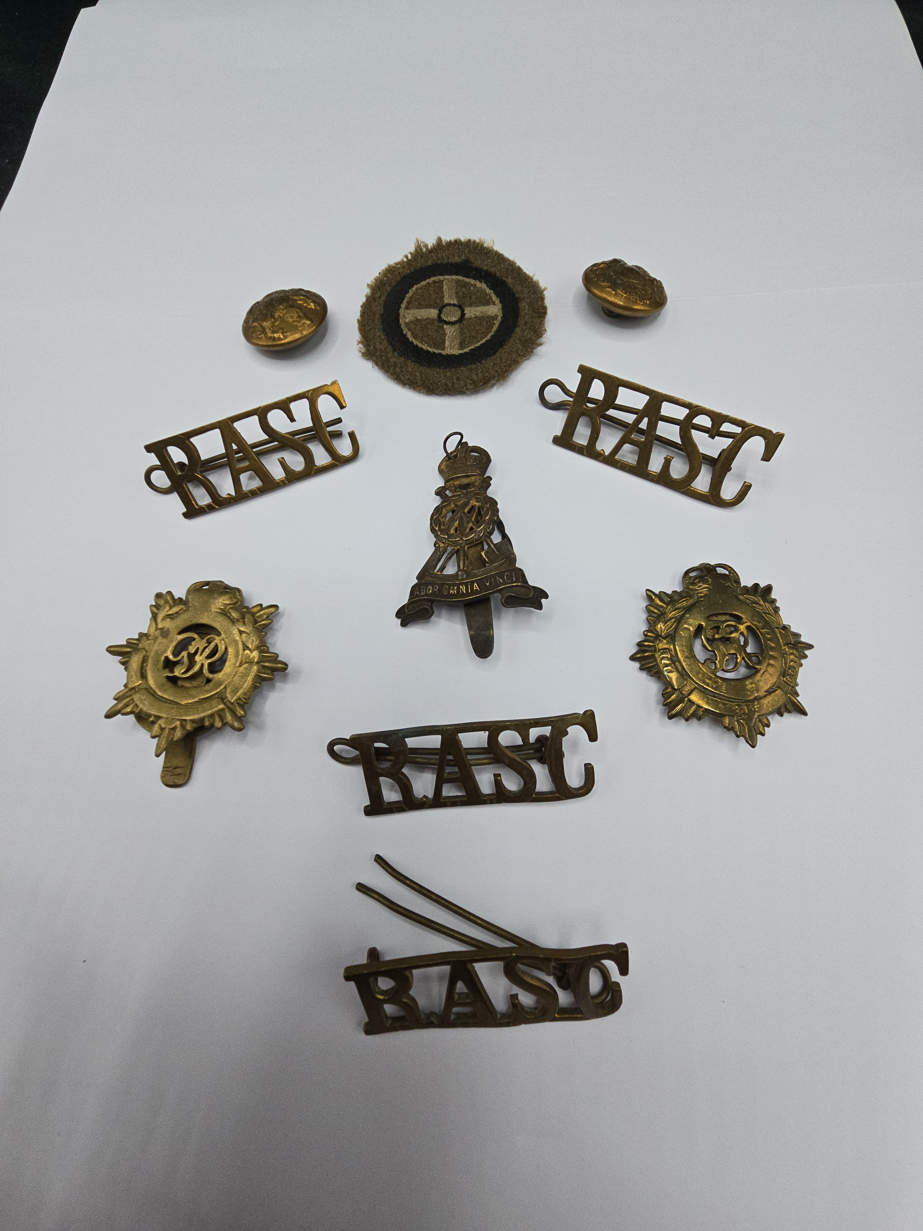 A Collection of Ten British Military Insignia, including a WWI/WWII Labour Corps / Royal Pioneer Corps Cap Badge - 1 0