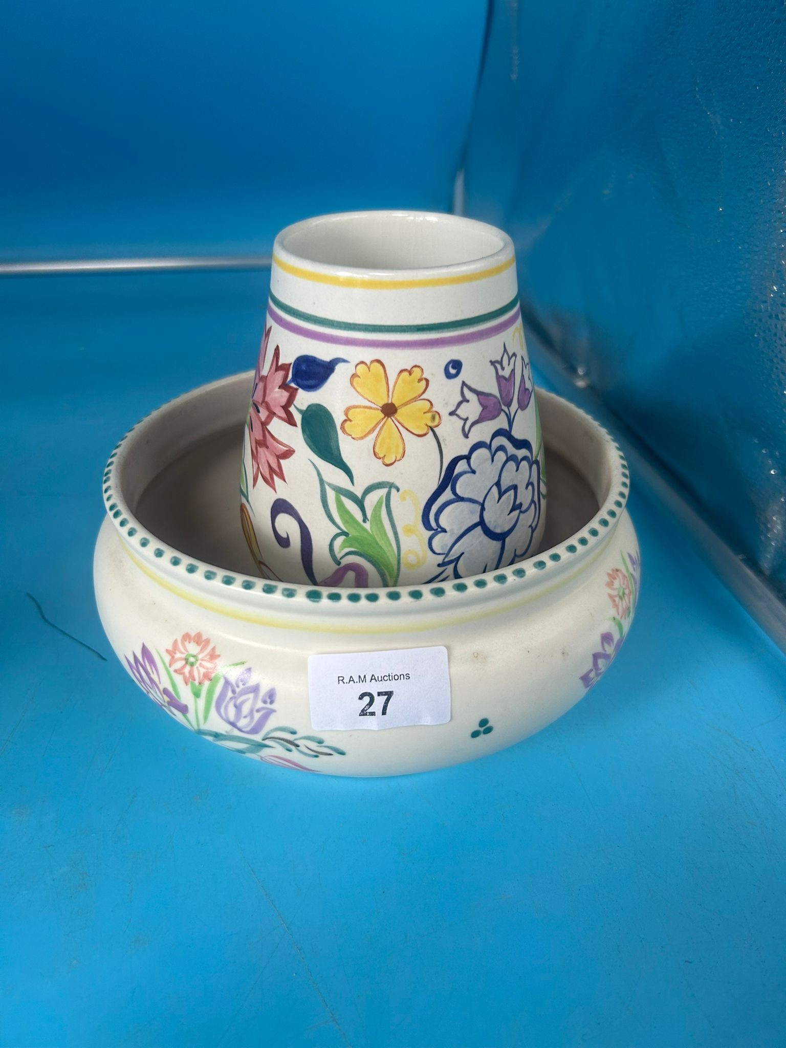 Poole Vase and a Poole Dish - 1 0