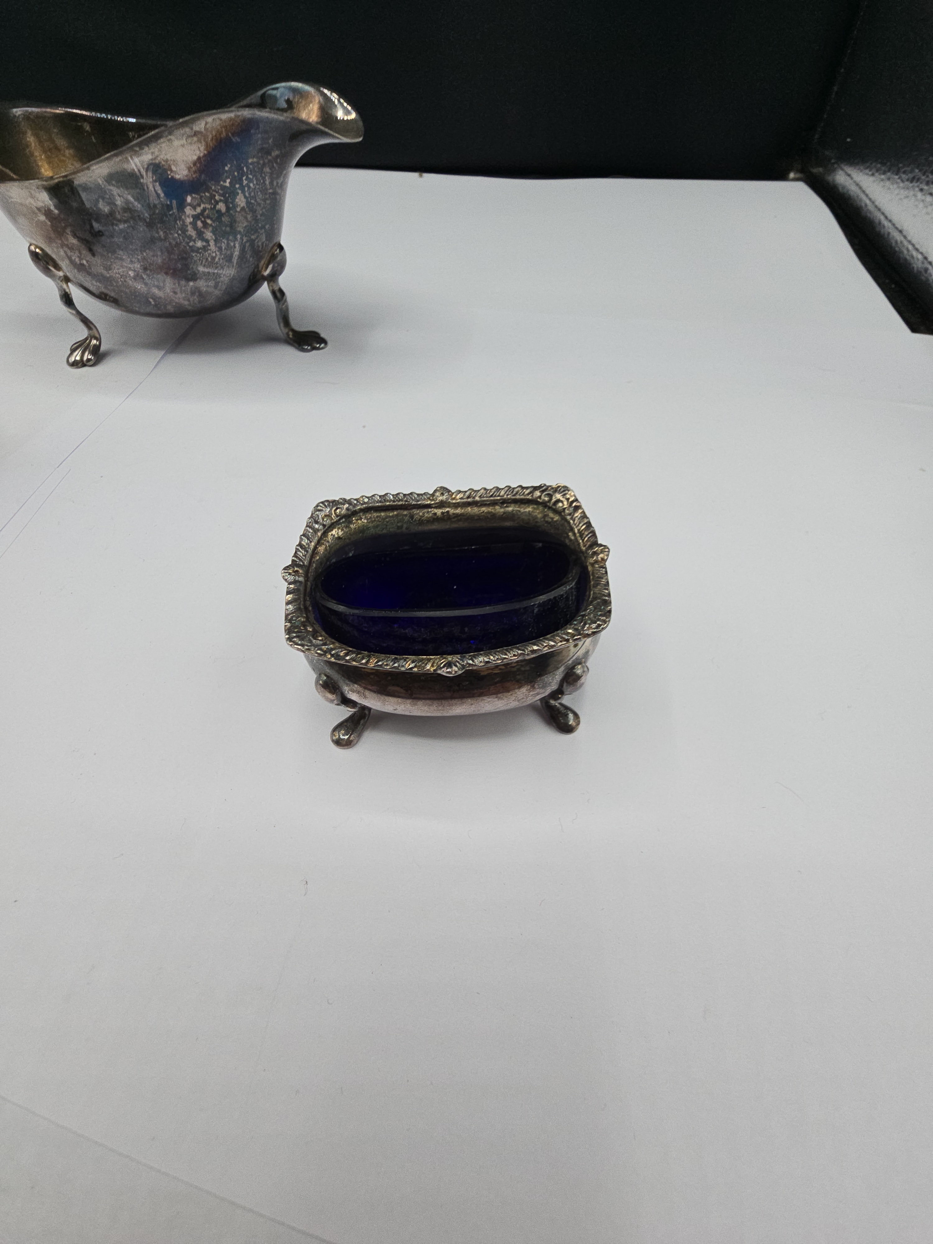 A Four-Piece Silver-Plated Condiment or Cruet Set With Blue Liners Late Victorian/Edwardian Period - 1 2