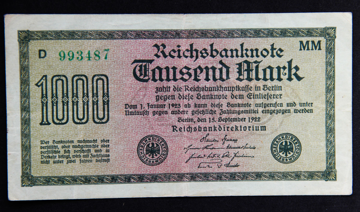 Germany - 1000 mark - 1922. - 1 1