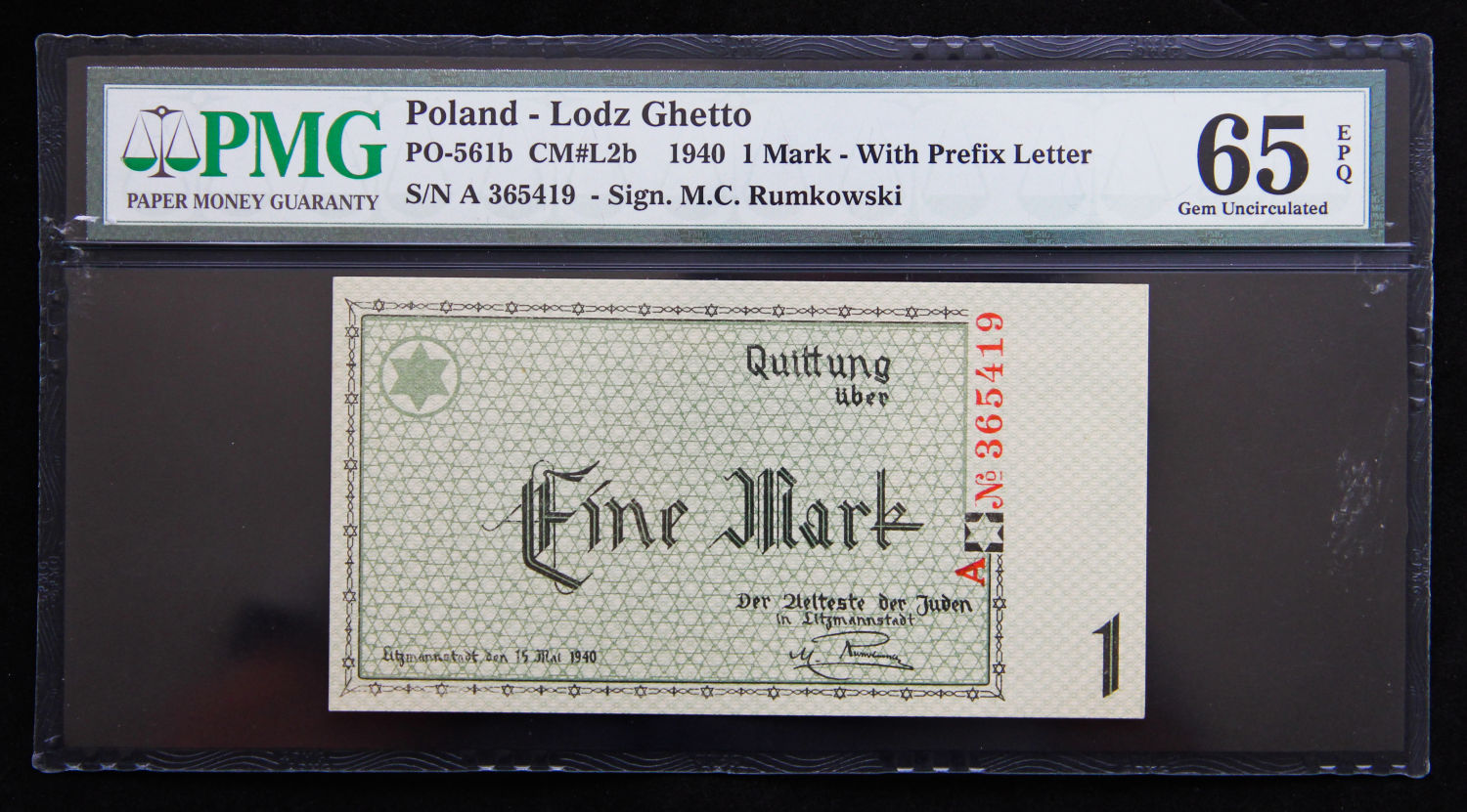 Polan - 1 mark - 1940 - ghetto Lodz - PMG 65 EPQ. - 1 0