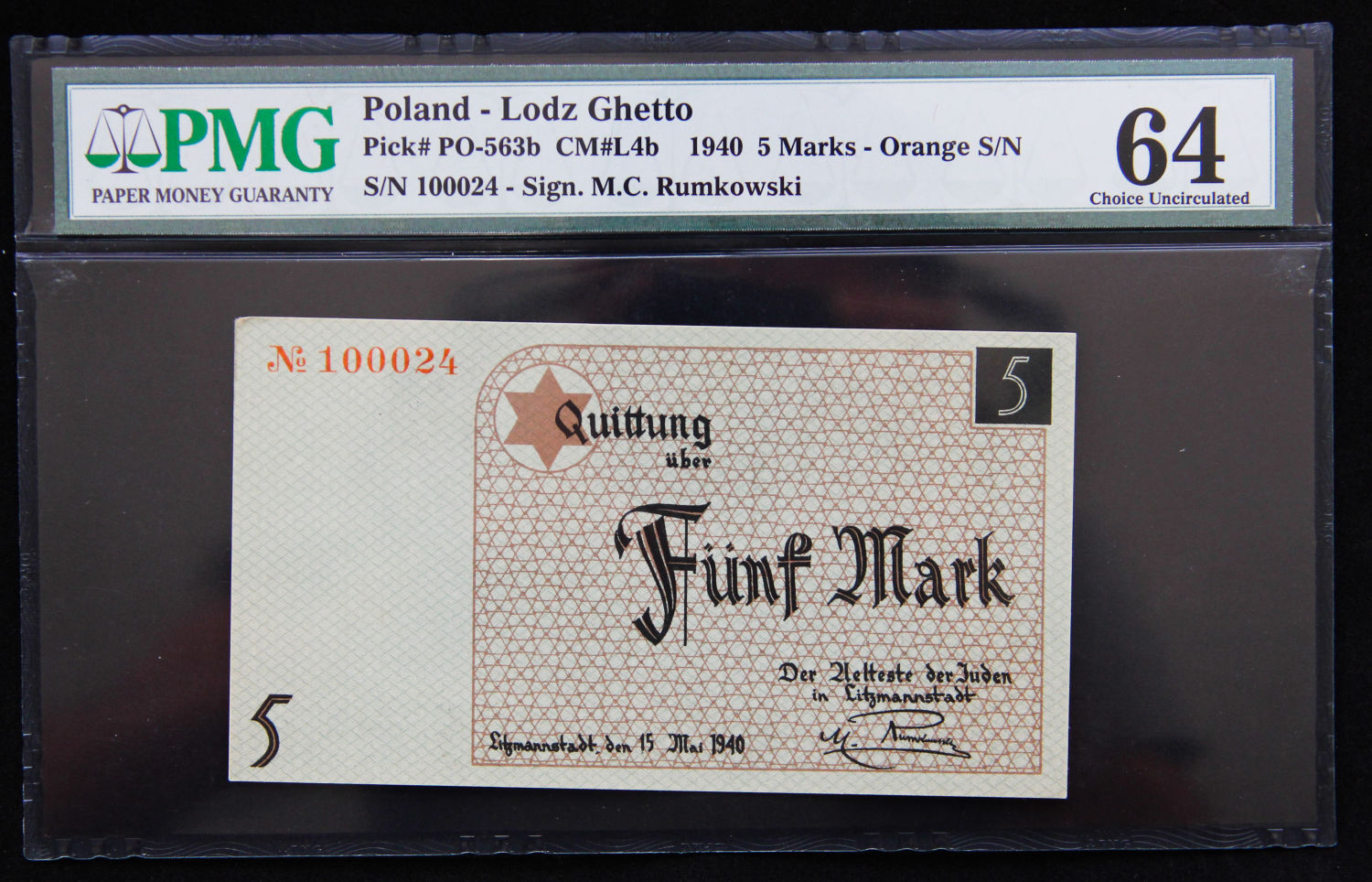 Poland - 5 mark - 1940 - ghetto Lodz - PMG 64. - 1 0