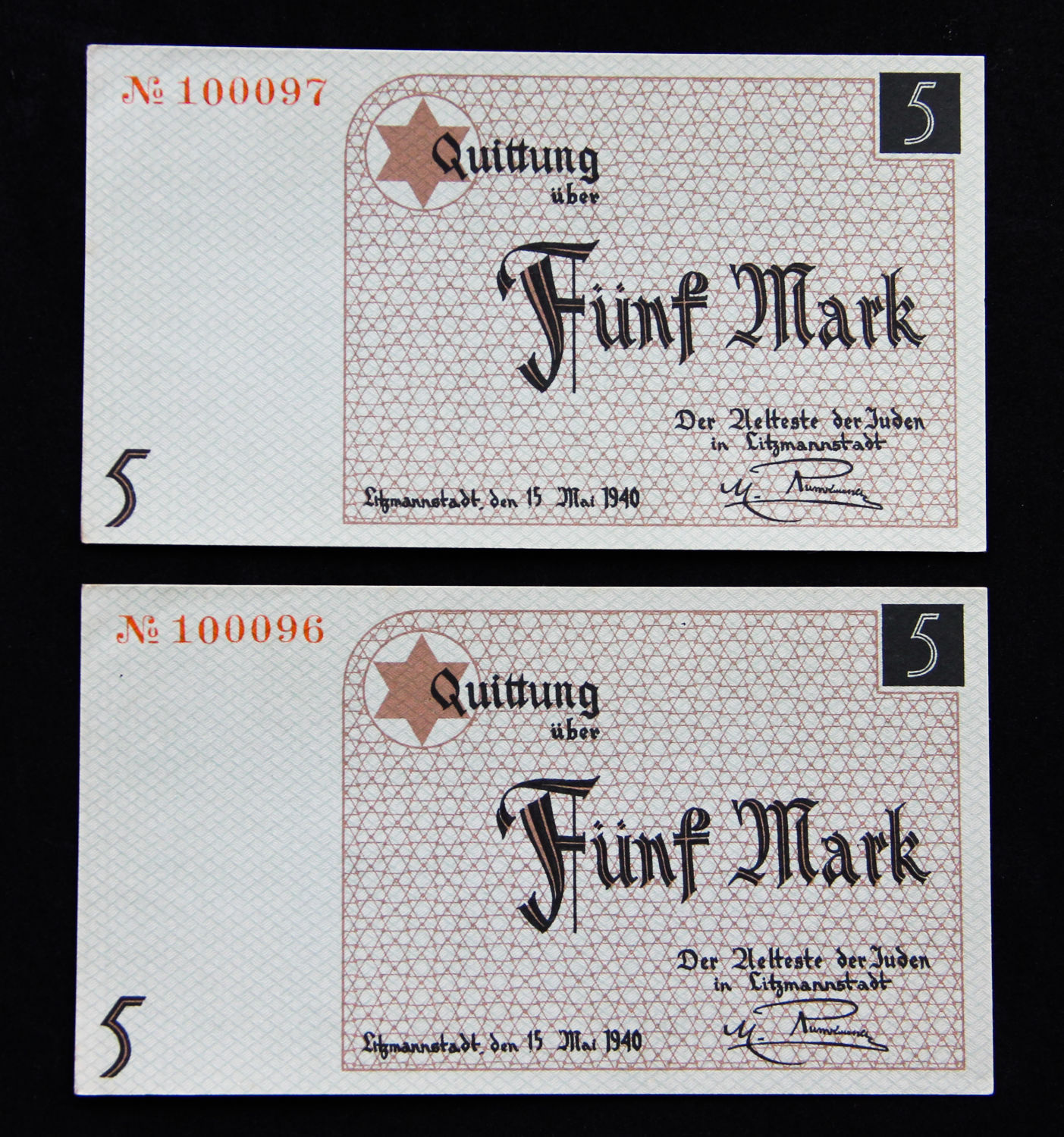 Poland - 5 mark - 1940 - ghetto Lodz - running numbers. - 1 0
