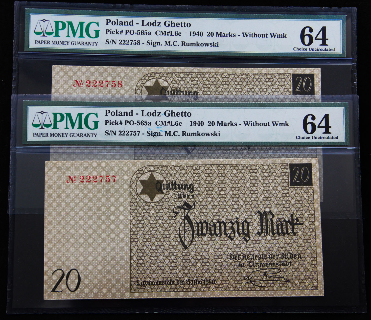 Poland - 20 mark - 1940 - ghetto Lodz - PMG 64. - 1 0