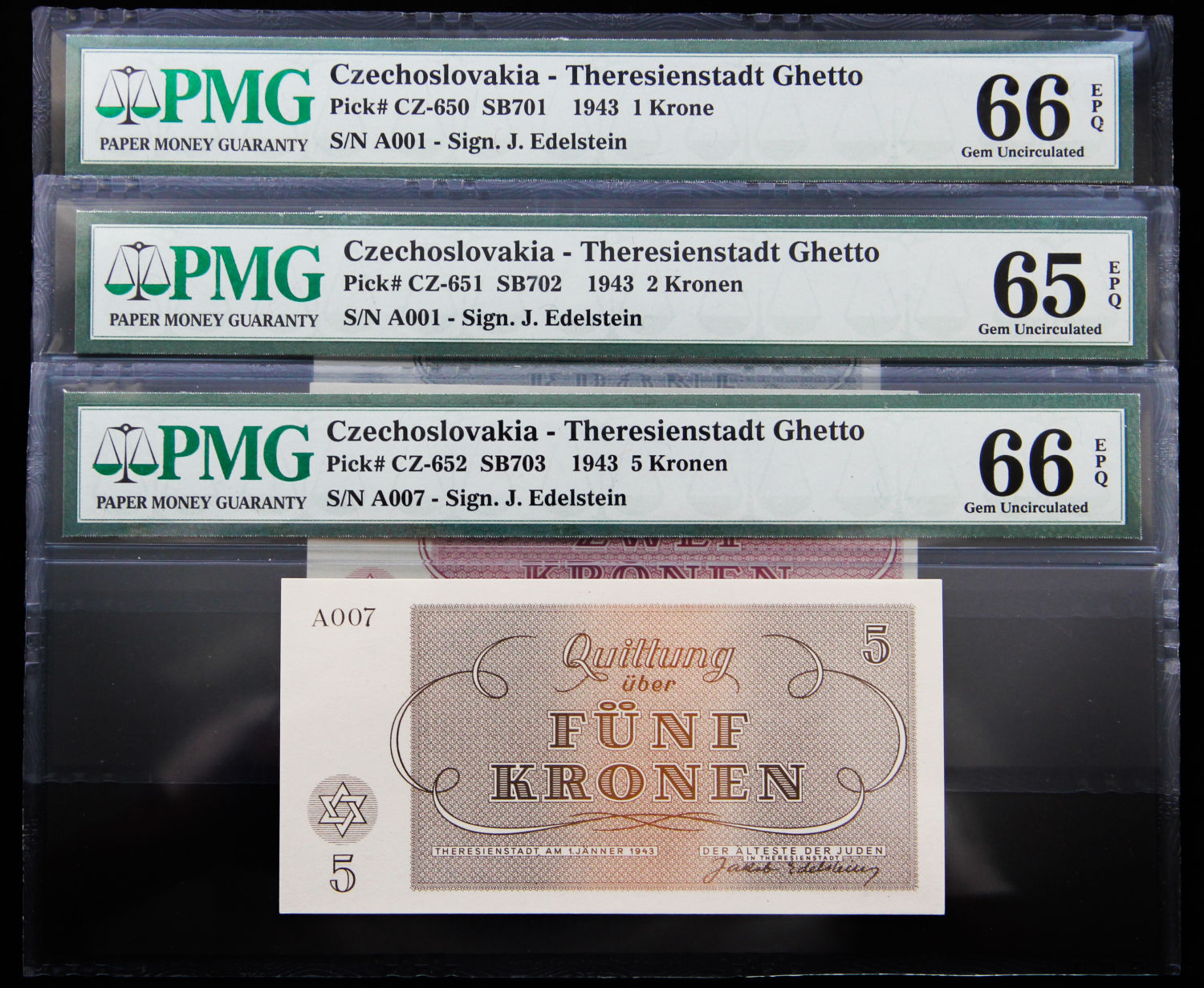Czech Republic - 1, 2, 5 kronen - 1943 - Theresienstadt camp. - 1 0