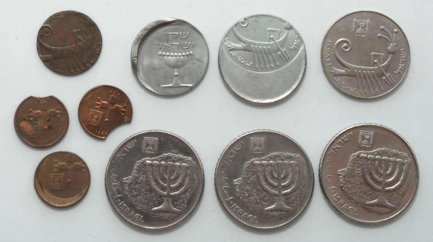 Israel - Lot of 10 coins of the Old Israeli Shekel - Minting Error - F-AU - 1 1