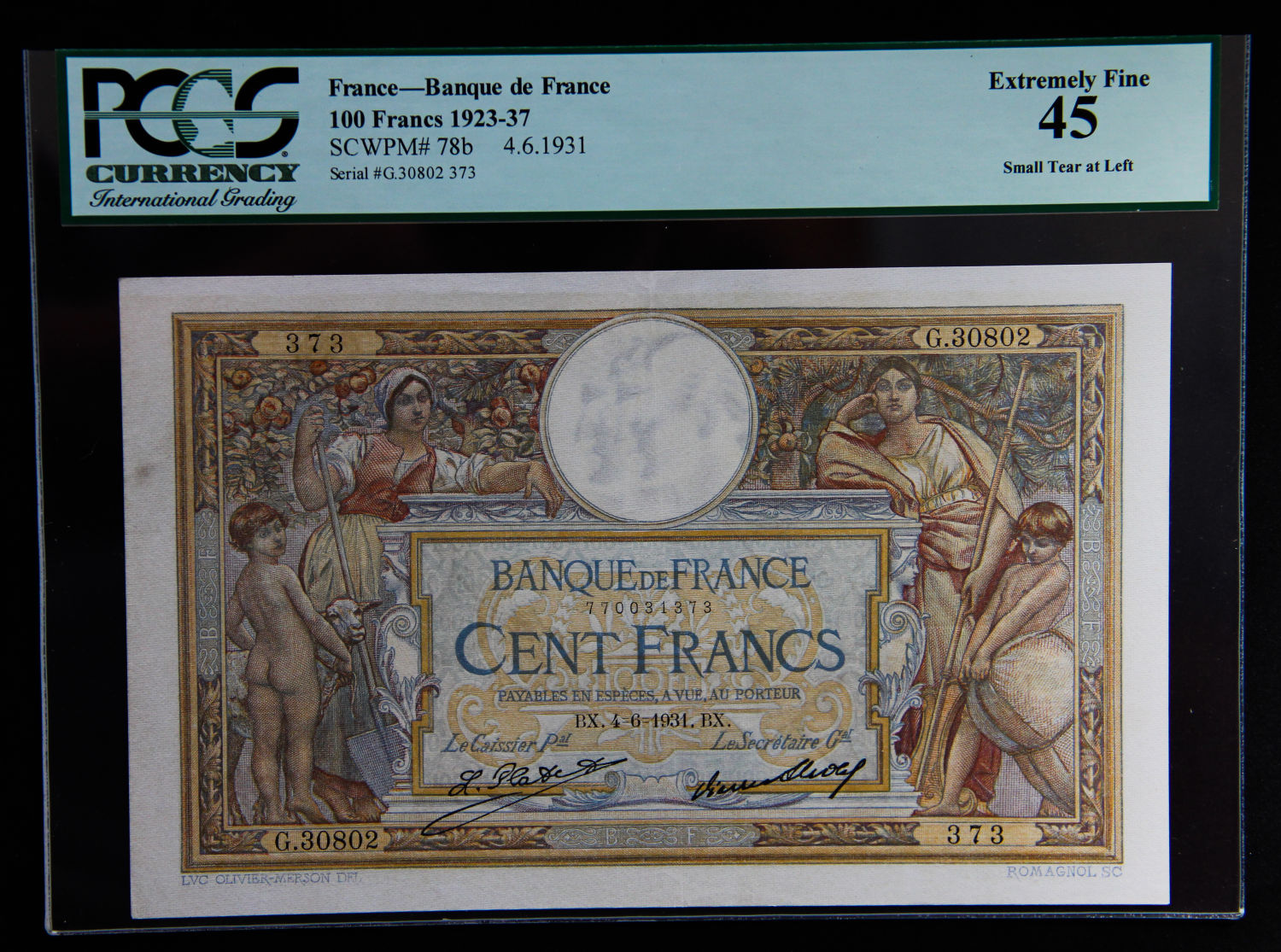 France - 100 francs 1923-1937 - PCGS 45. - 1 0