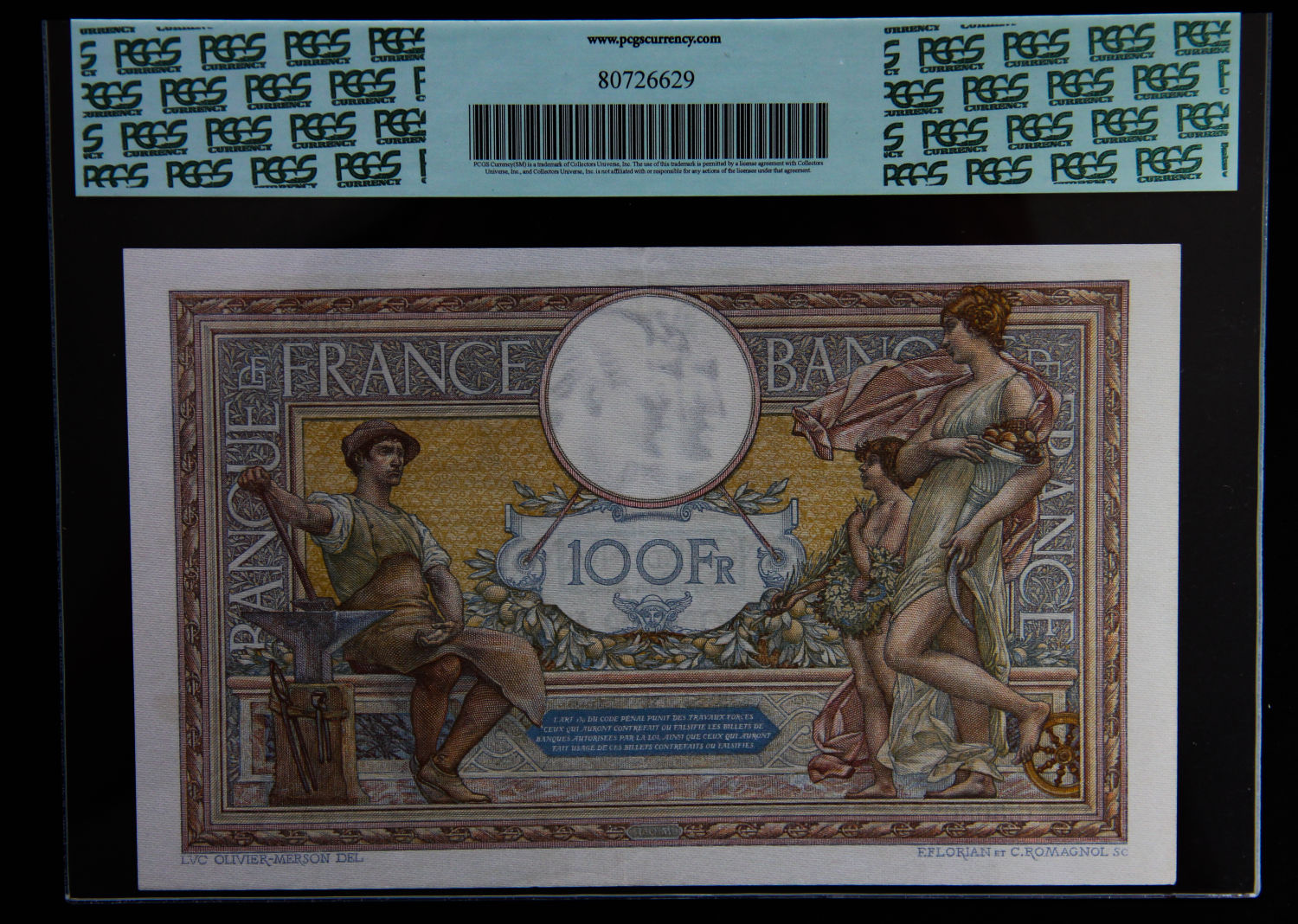 France - 100 francs 1923-1937 - PCGS 45. - 1 1