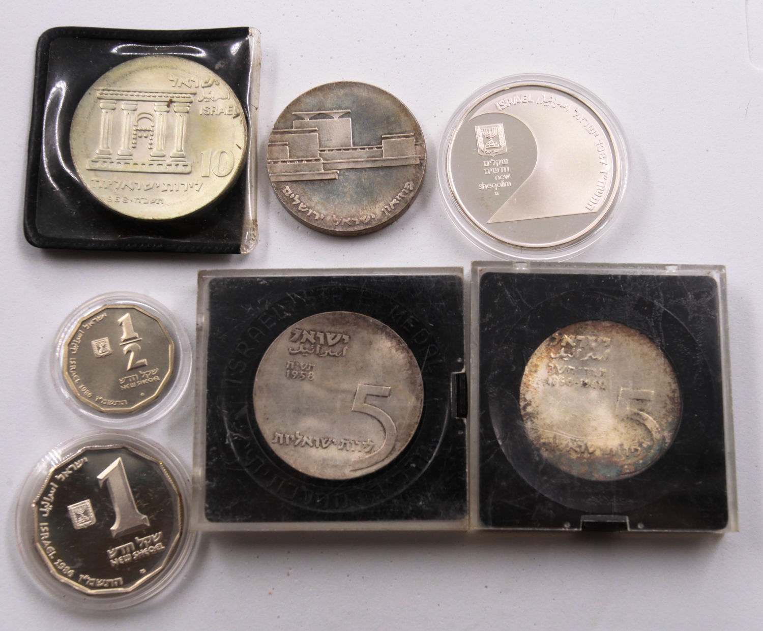 Israel - Lot of 7 Israel Silver Coins and Medals Corporation - Diffrent Conditions - 1 0