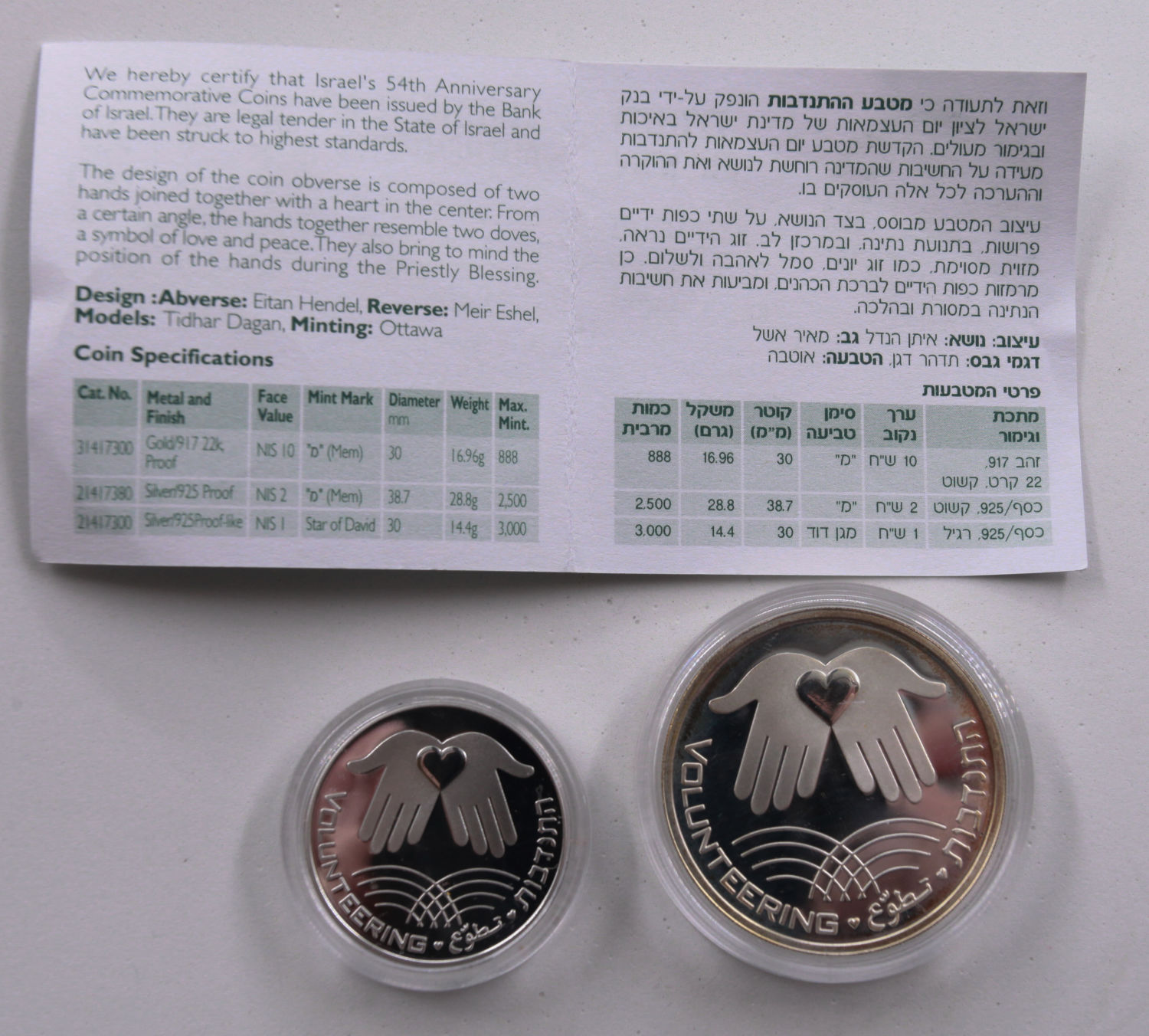 Israel - Pair of 2 Silver coins, 1 Sheqel and 2 Sheqalim 2002 - UNC - 1 1