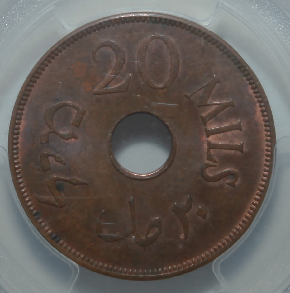 Palestine - 20 Mils 1944 - PCGS 63 RB - UNC - 1 1
