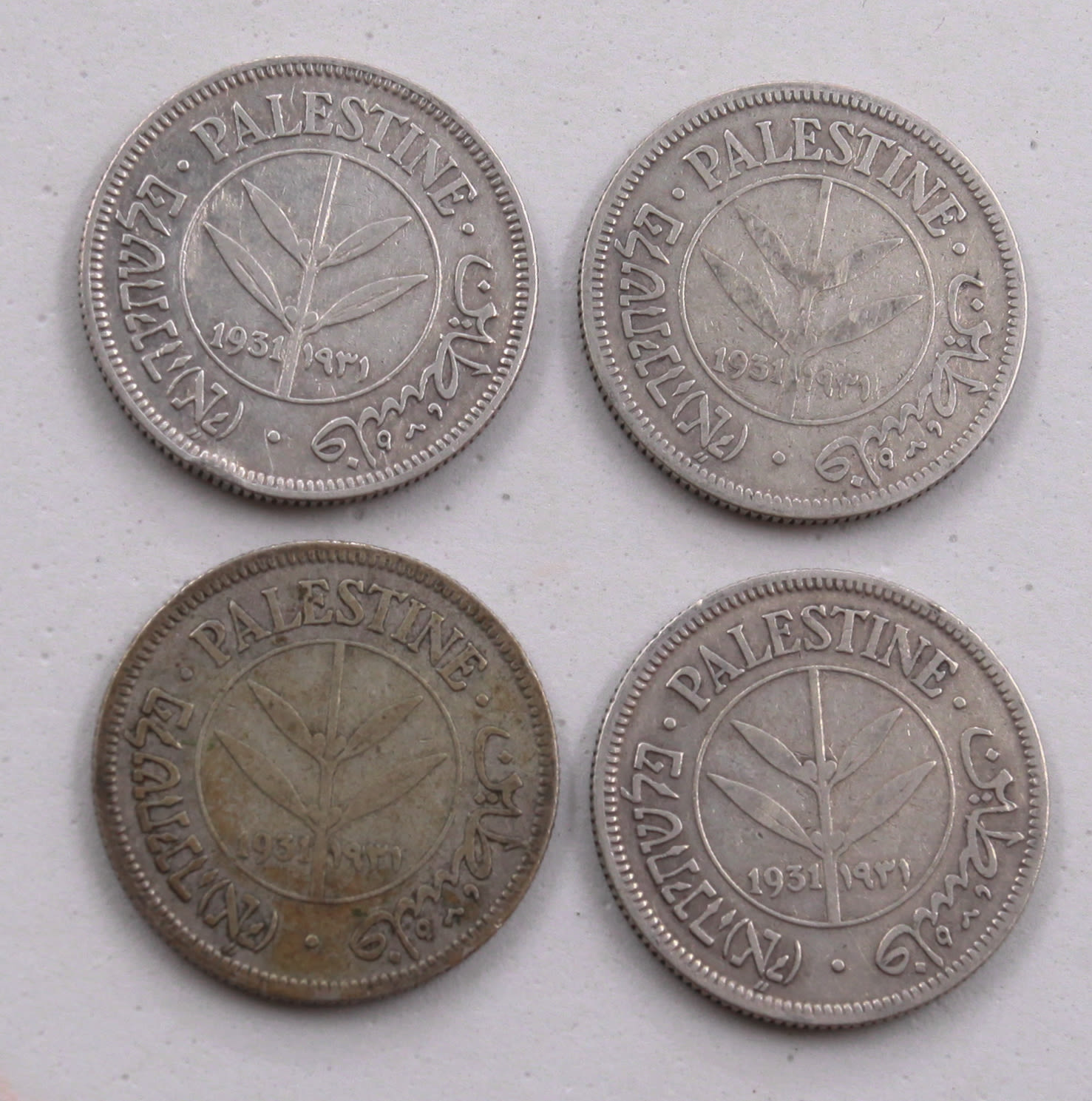 Plaestine - Lot of 4 coins of 50 Mils 1931 - VF - 1 0