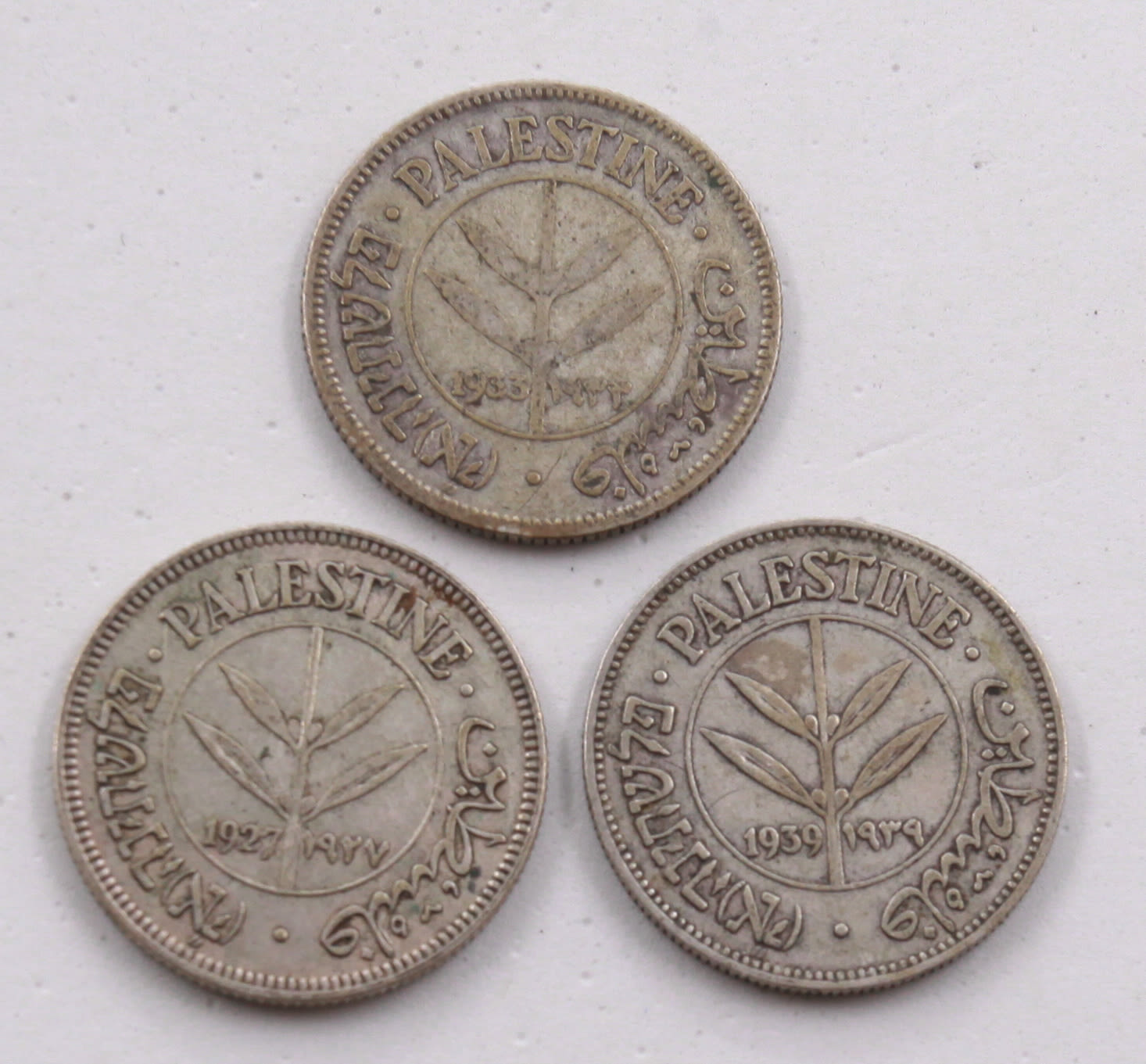 Palestine - Lot of 3 coins 50 Mils 1927, 1933, 1939 - VF - 1 0