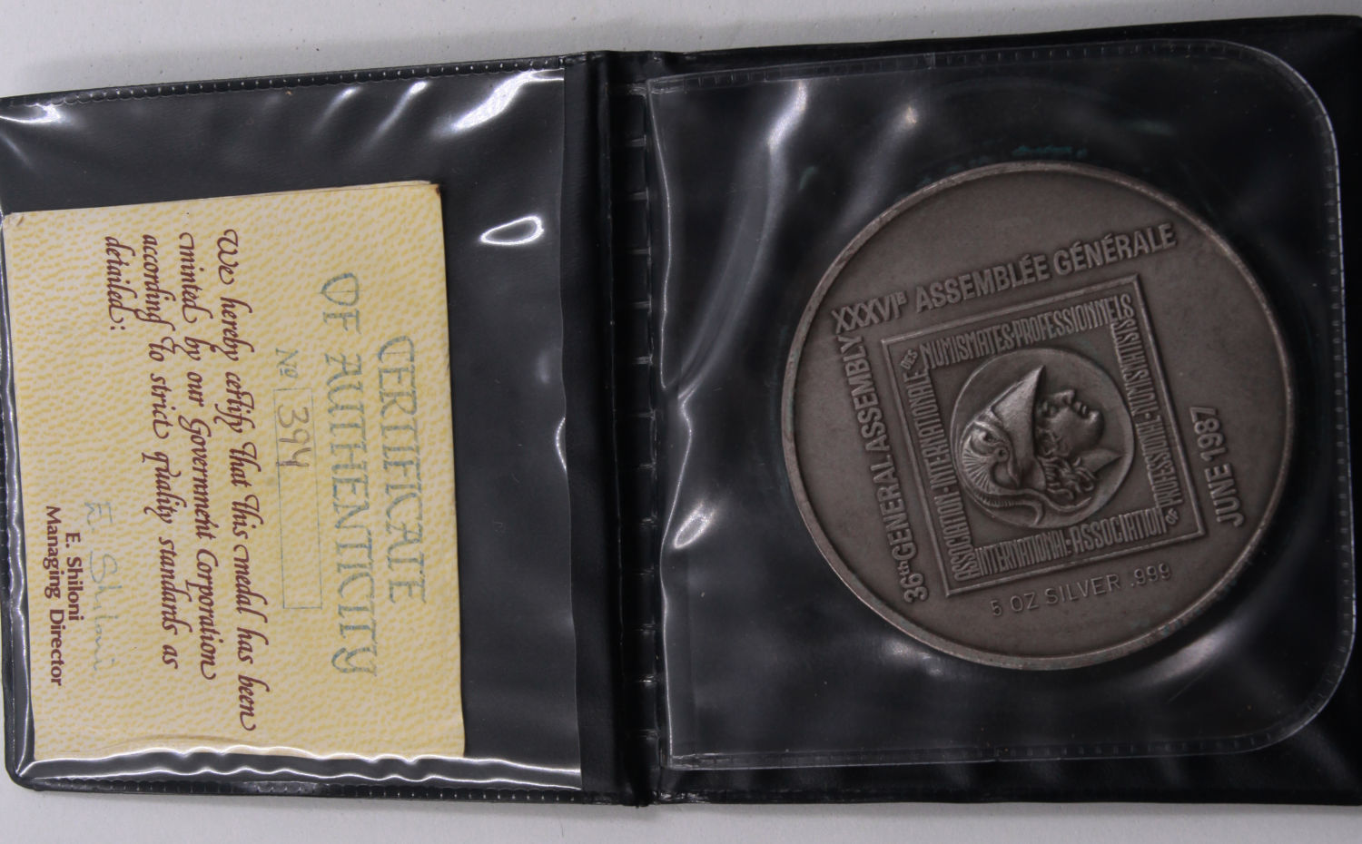 Israel - International Numismatic Congress 1987 Medal - Silver 999, 155 grams, 65 m"m - 1 2