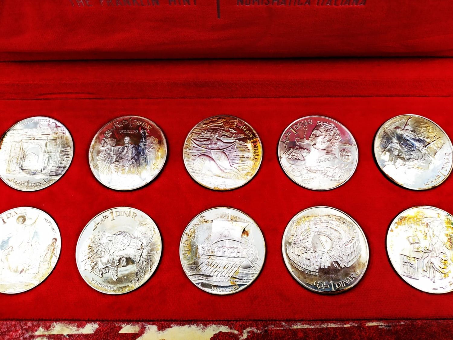 Tunisia - 10 coins 1 dinar 1969, elegant set in a luxury case - 925 silver, 20g - 1 7