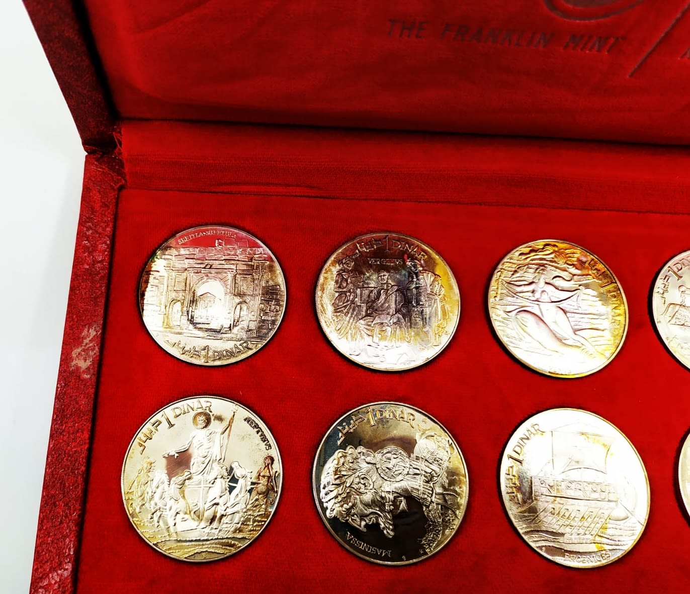 Tunisia - 10 coins 1 dinar 1969, elegant set in a luxury case - 925 silver, 20g - 1 4