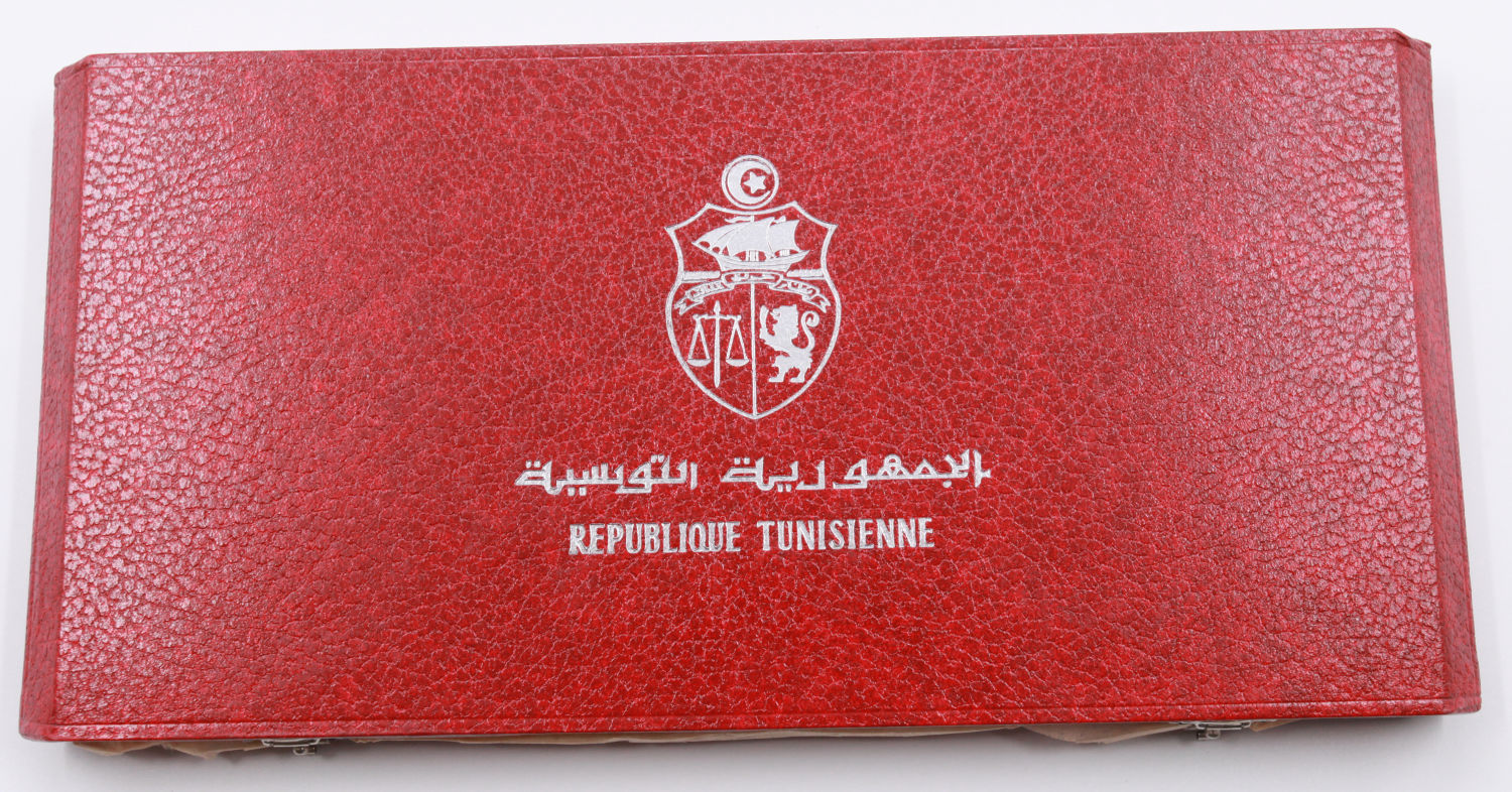 Tunisia - 10 coins 1 dinar 1969, elegant set in a luxury case - 925 silver, 20g - 1 1