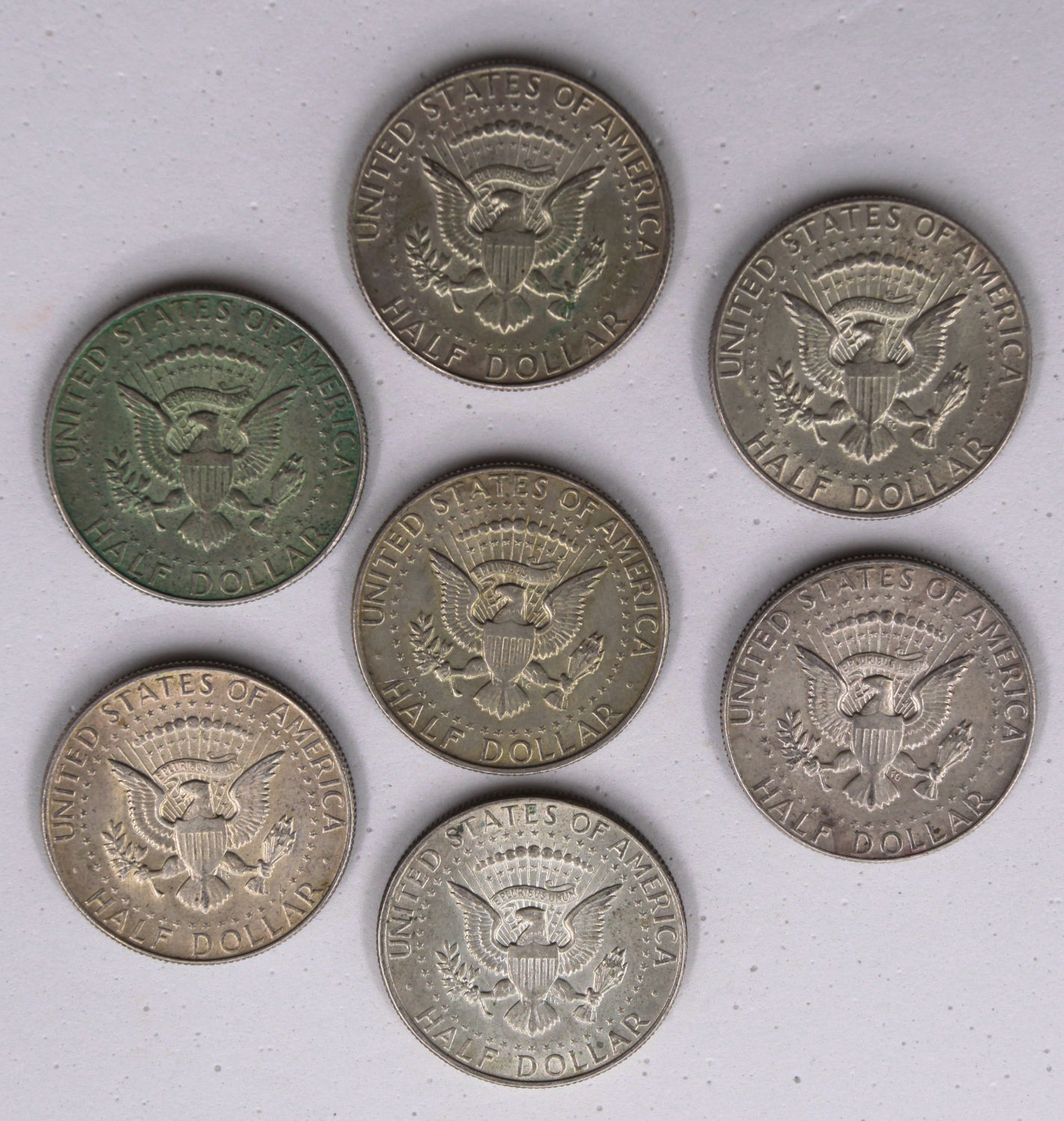 United States - Lot of 7 half-dollar coins 1967, 1968, 1969 - 400 silver, 11.5 g, 30.6 mm - 1 1