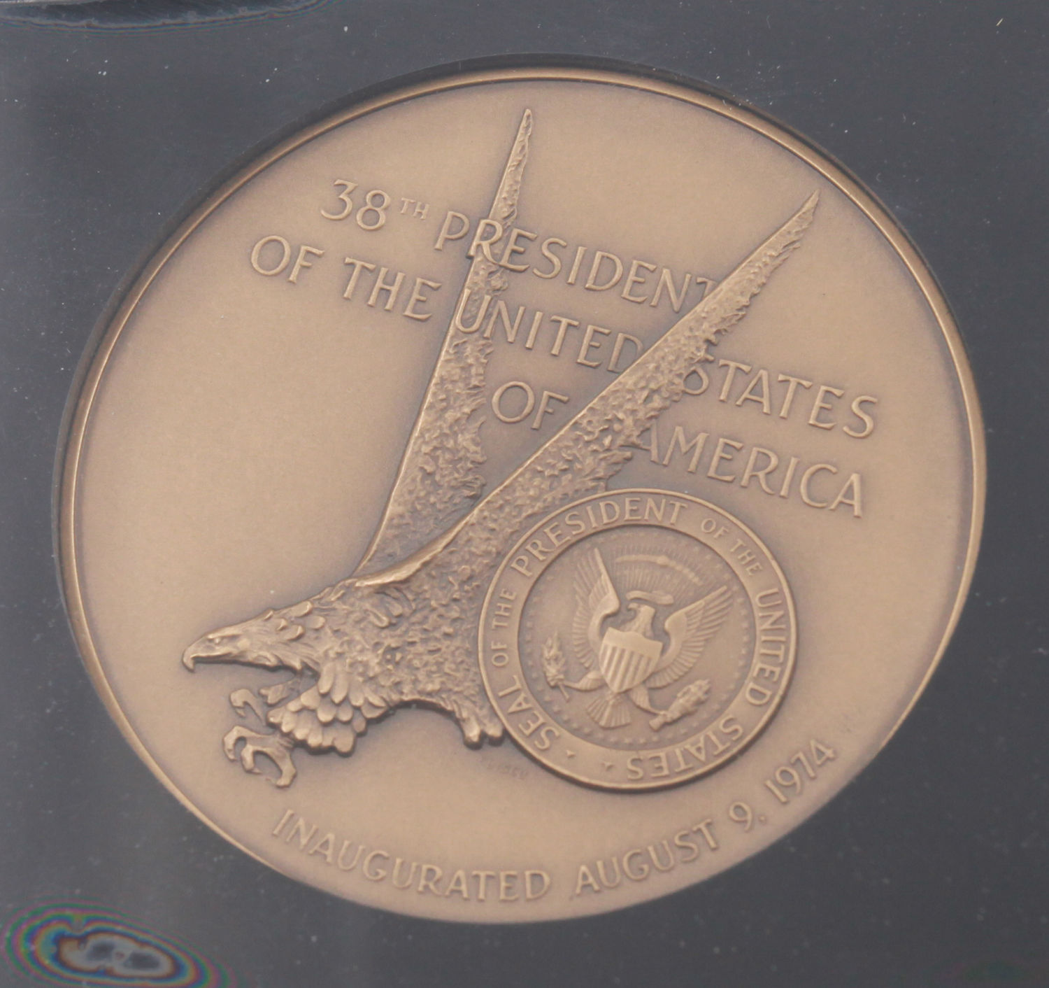 United States - Official Gerald Ford Inauguration Medal Set 4 Piece Silver Bronze Vermeil Case - 1 8