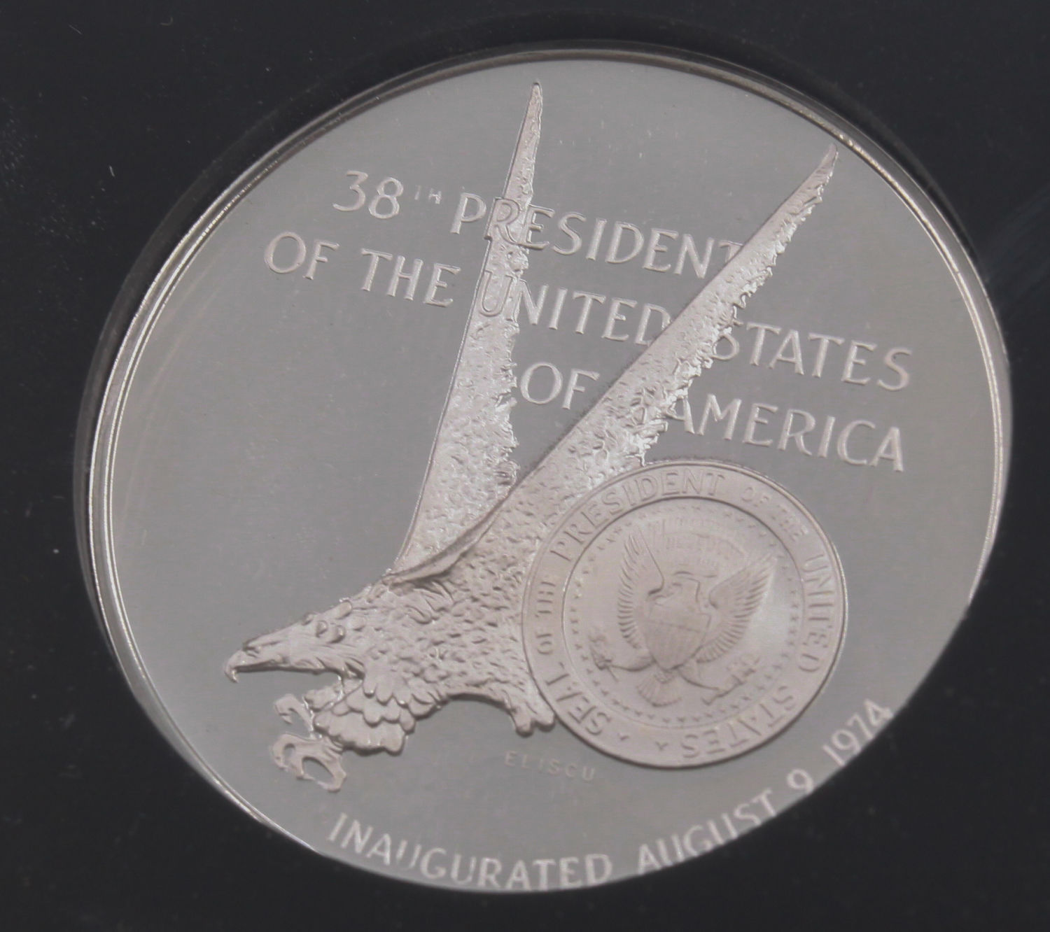 United States - Official Gerald Ford Inauguration Medal Set 4 Piece Silver Bronze Vermeil Case - 1 2