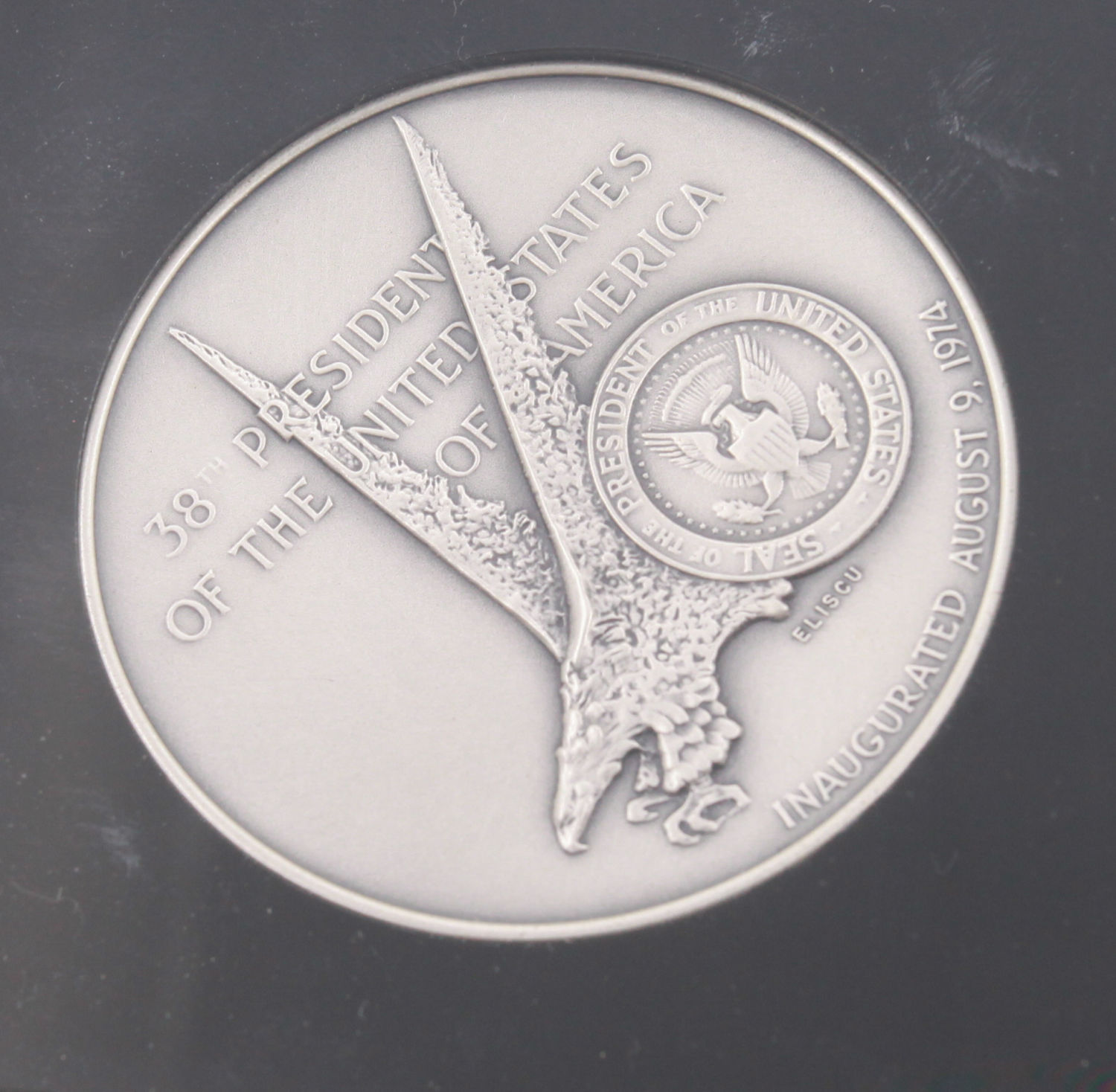 United States - Official Gerald Ford Inauguration Medal Set 4 Piece Silver Bronze Vermeil Case - 1 6