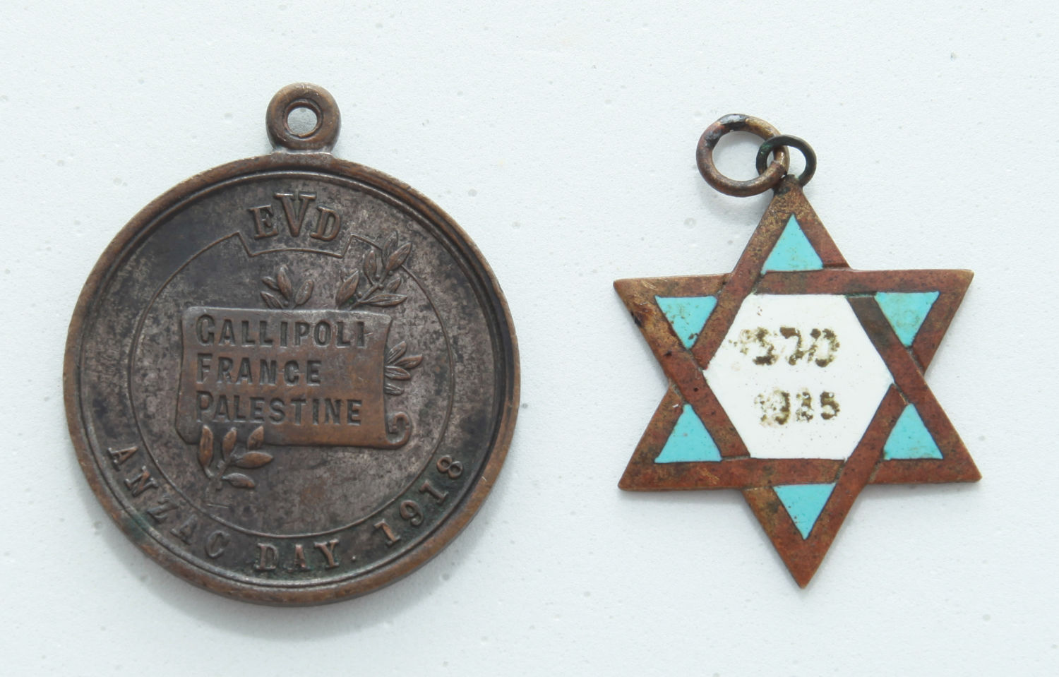 Judaica - The Star of David Medallion - Eastern Europe - MACABBI -1925 Anzac 1918 Honor to AIF medallion Galipoli ... - 1 0
