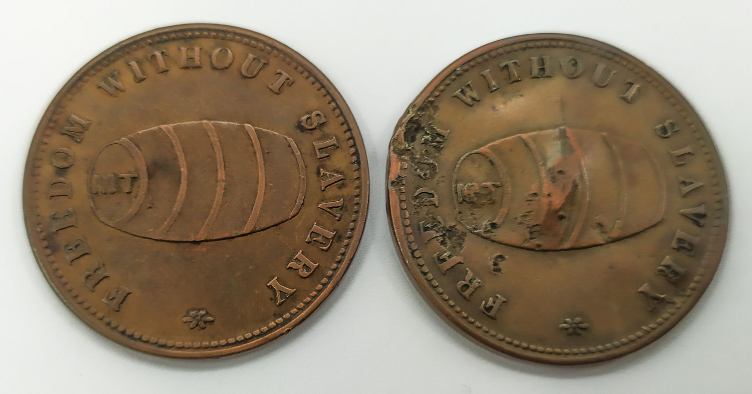 Pair of tokens - Moshe Tolanto - Freedom Without Slavery - Barbados - 1830' - 1 1