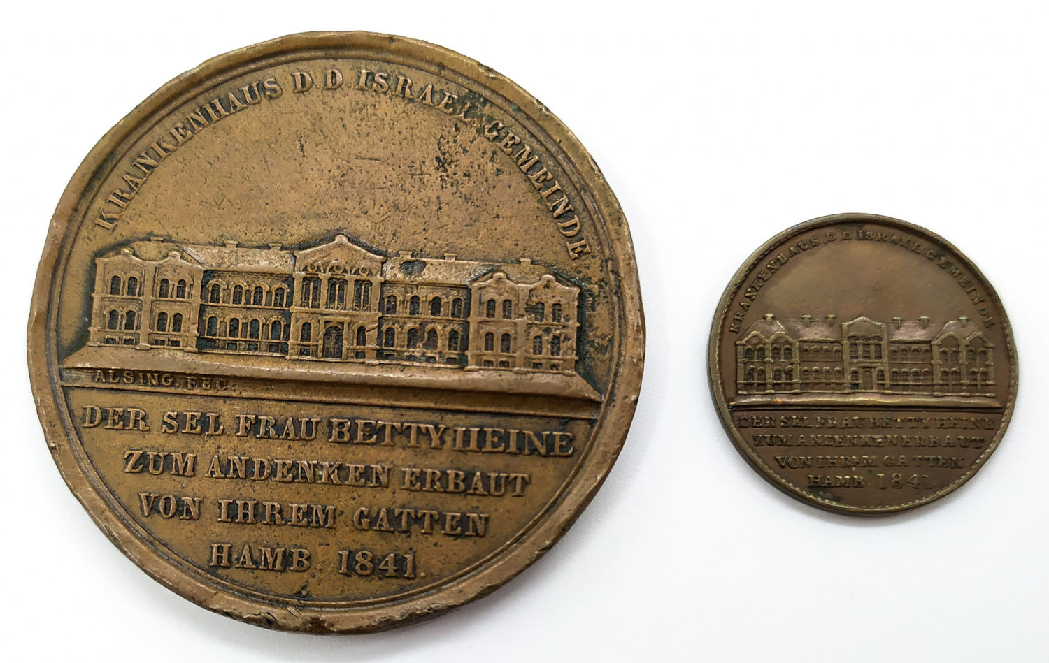 A pair of medals, the Salomon Heine's Jewish Community Hospital in Hamburg - 1841