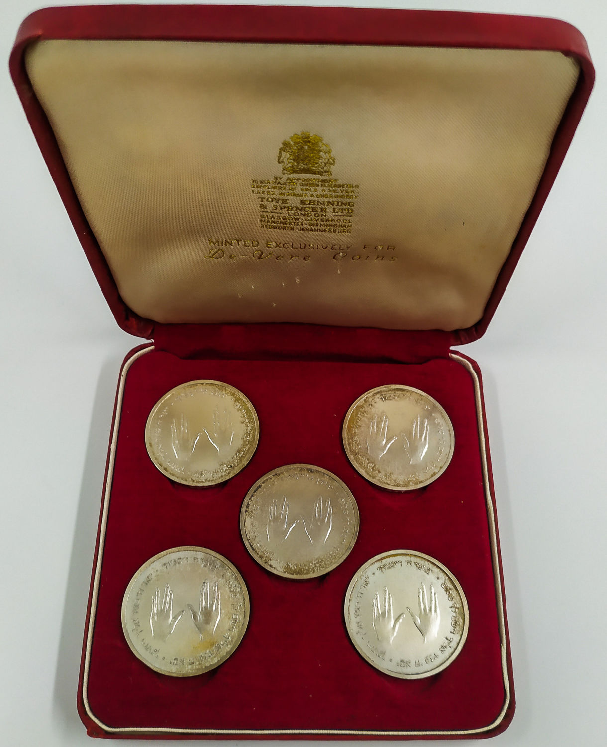Set of 5 Pidyon Haben Silver Coins - Priestly Blessing - England, 1955 - 1 0