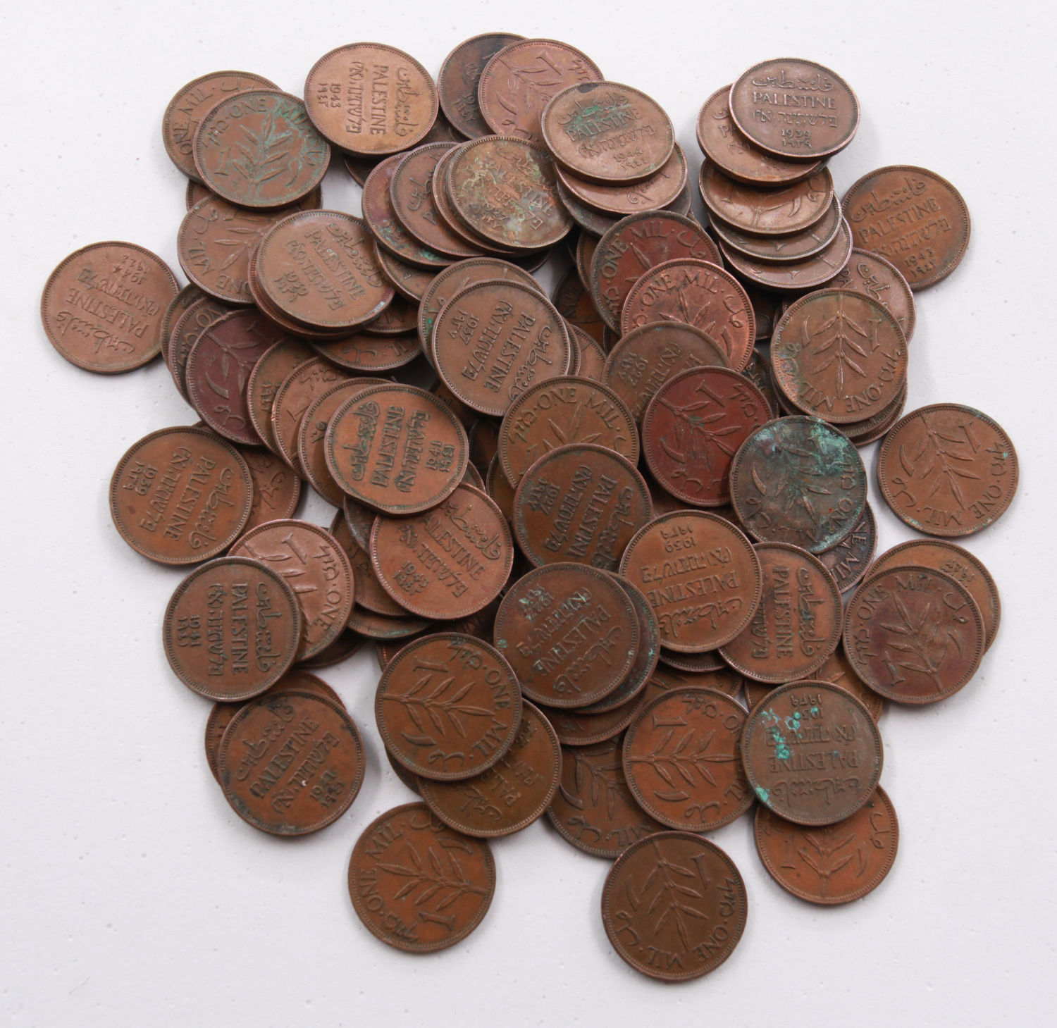 Palestine - 100 Coins of 1 Mil - Diffrent Years - 1 0