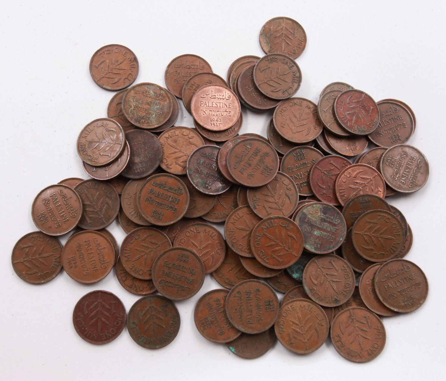 Palestine - 100 Coins of 1 Mil - Diffrent Years - 1 1