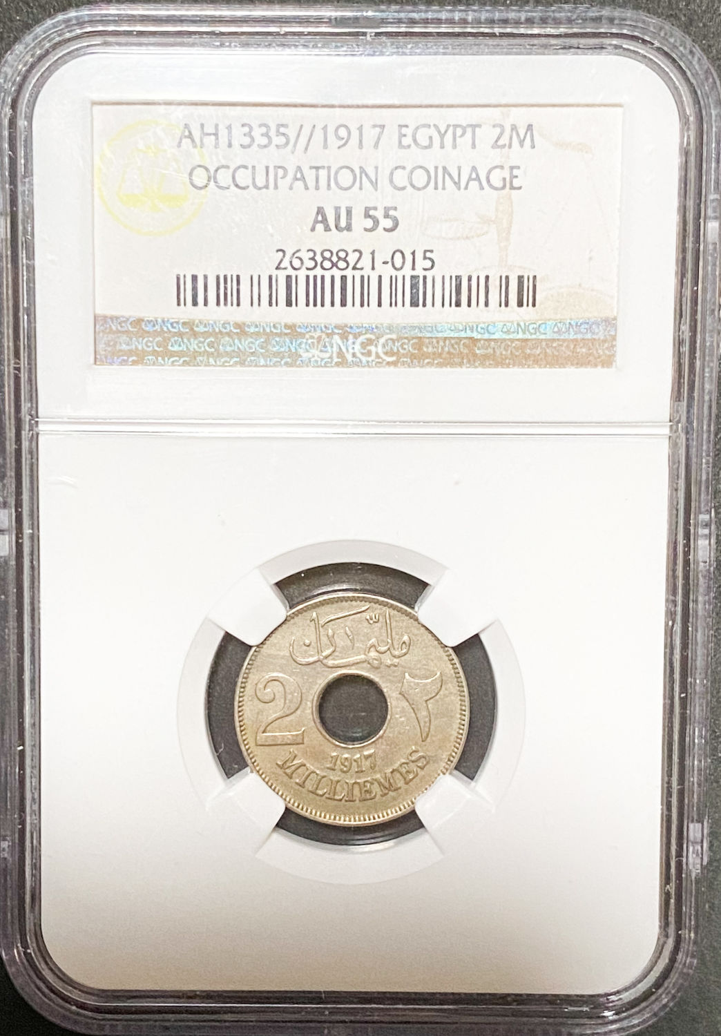 Egypt - 2 Milliemes 1917 - NGC AU55 - 1 2