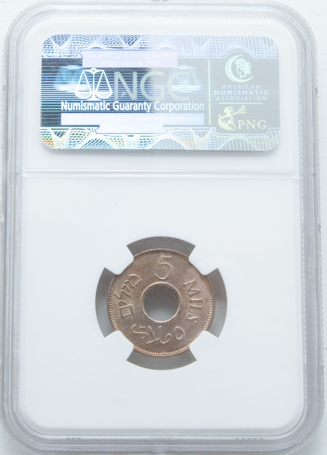 Palestine - 5 Mils 1939 - NGC 64 - UNC - 1 3