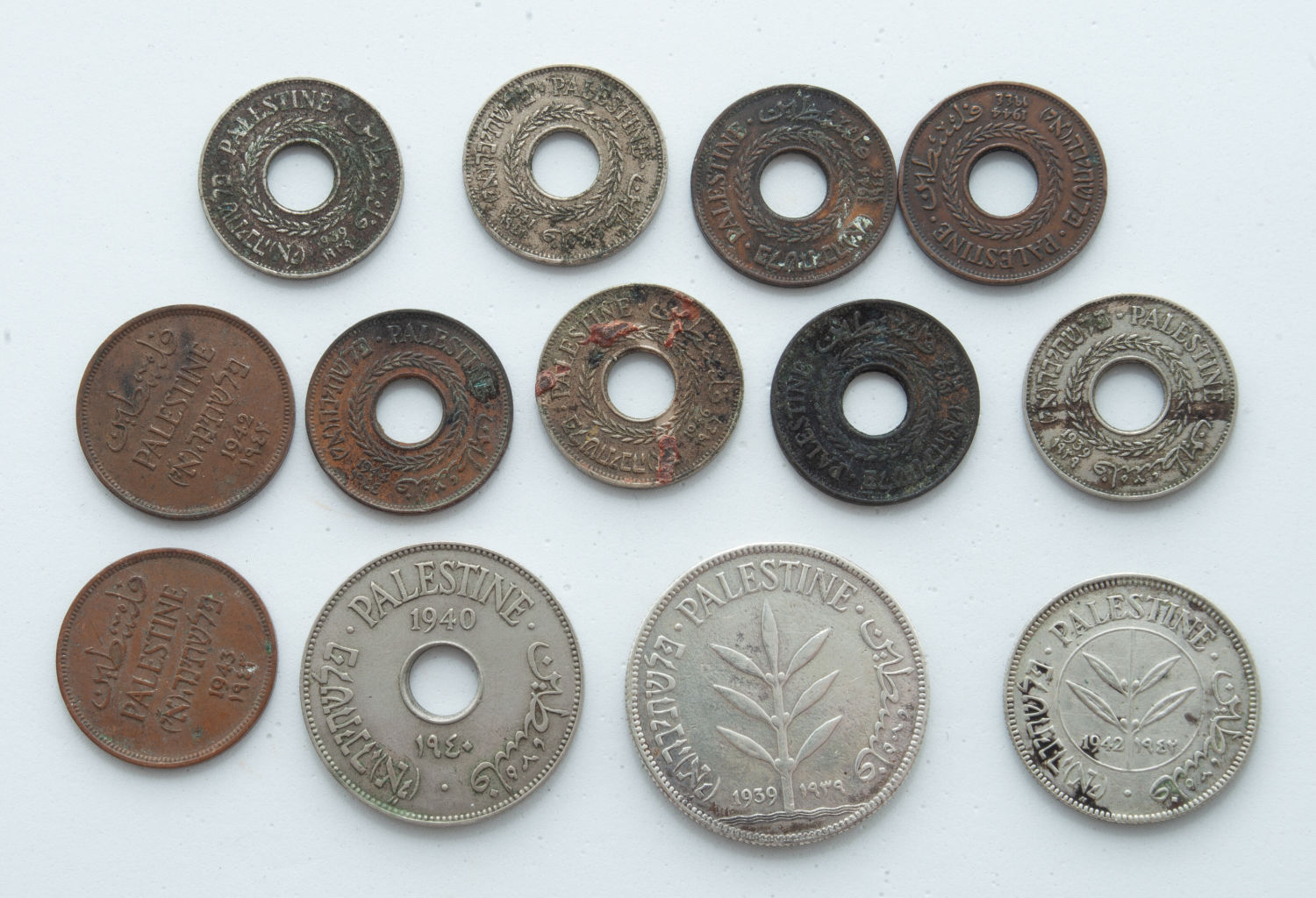 Palestine - Lot of 13 Coins - 1, 5, 10, 50, 100 Mils - Diffrent years - 1 0