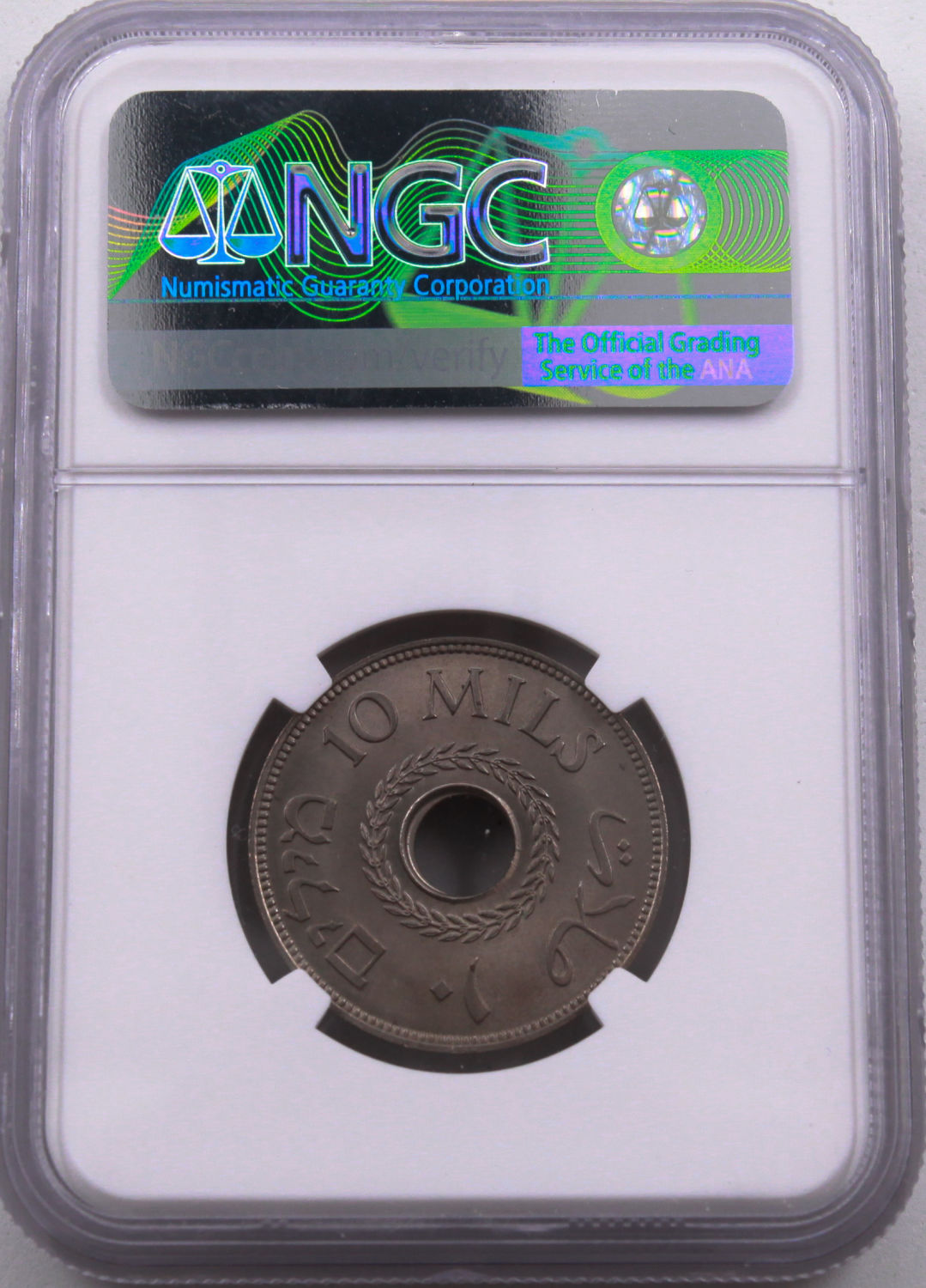 Palestine - 10 Mils 1939 - NGC 65 - UNC - Rare at this High Level - 1 2