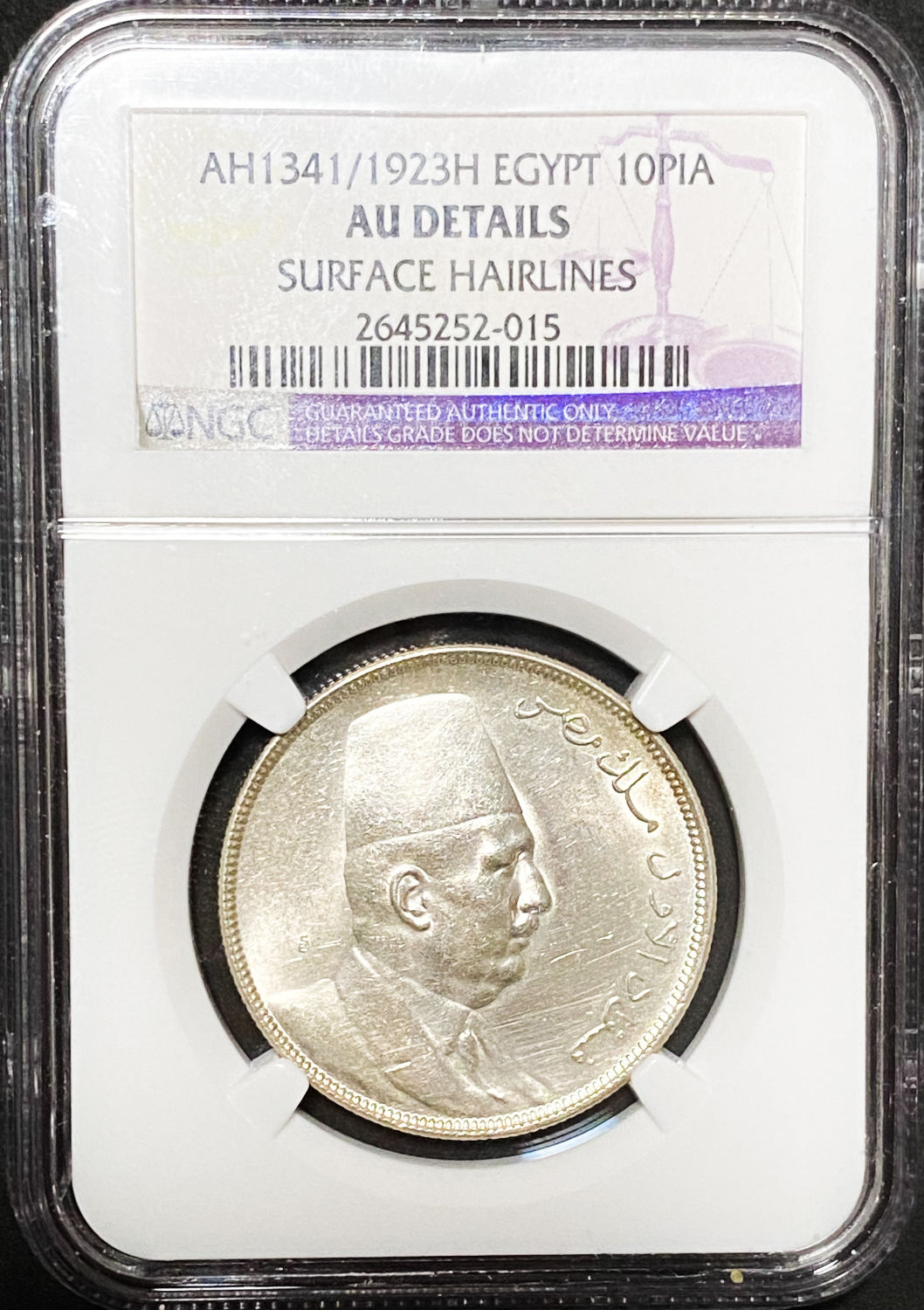 Egypt - 10 Piasters 1923H - NGC AU DETAILS - 1 2