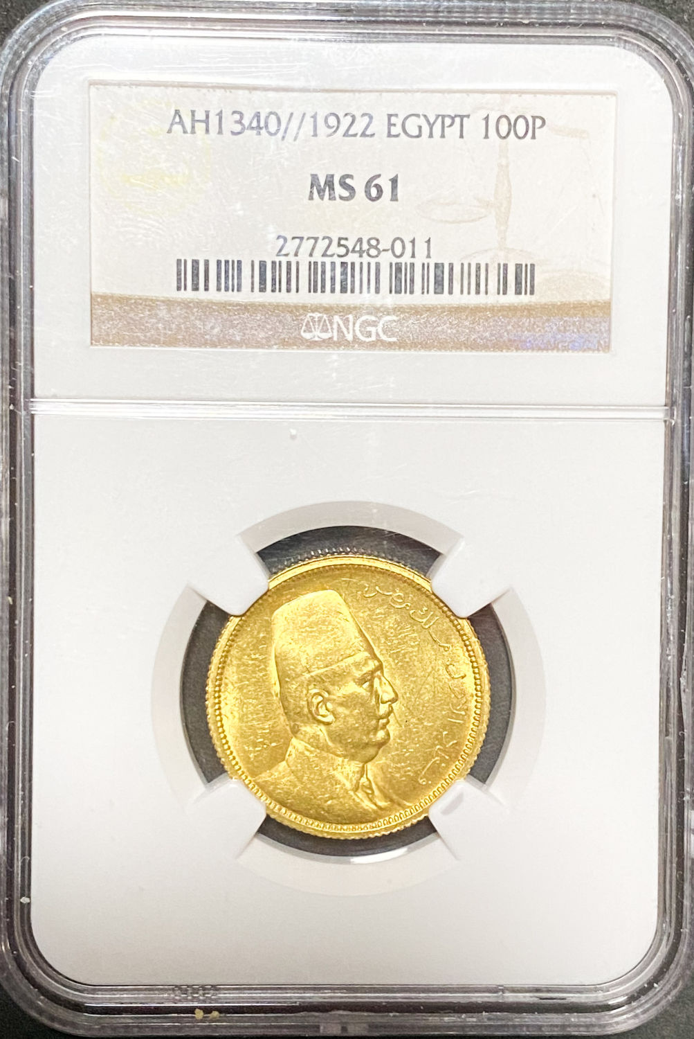 Egypt - 100 Piasters 1922 - NGC MS 61 - Gold coin - 1 2