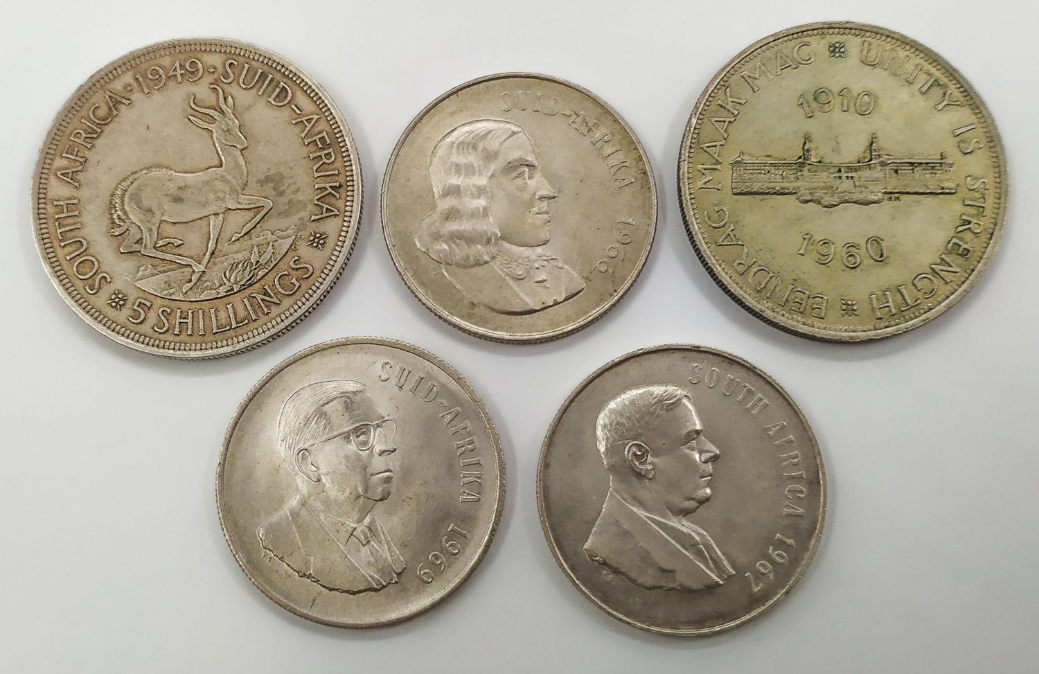 South Africa - Lot of 5 silver coins - 1 0