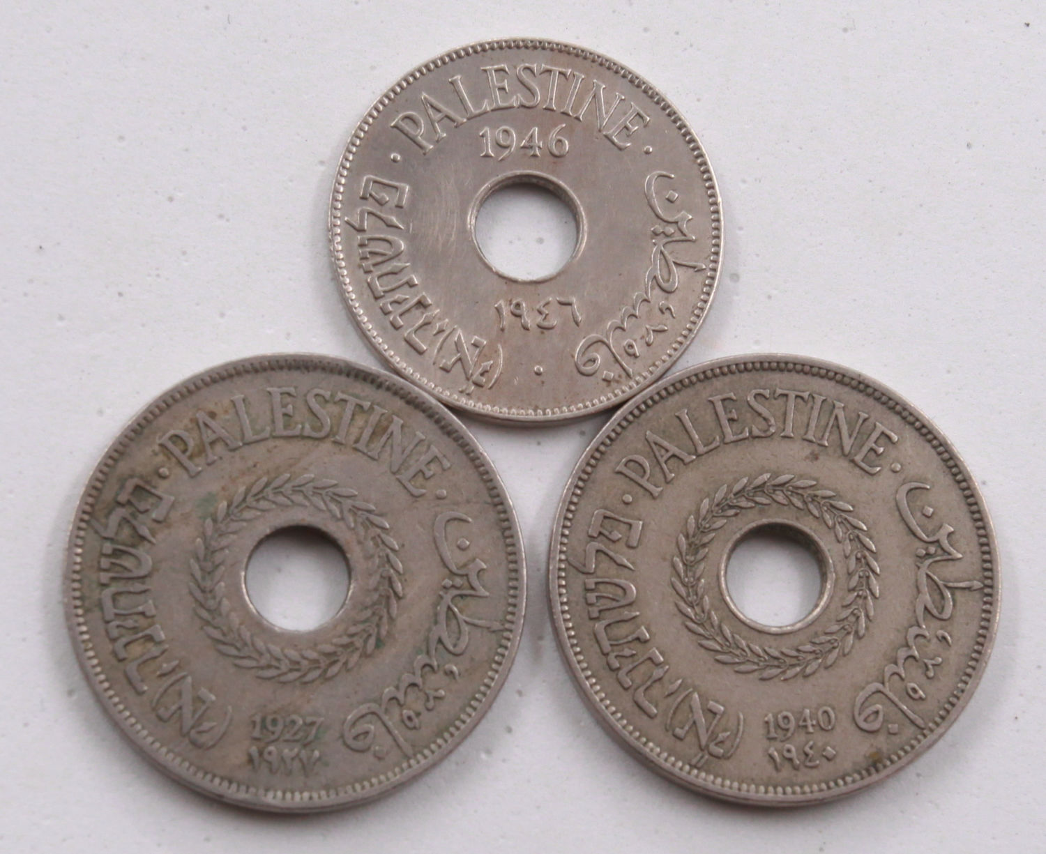 Palestine - Lot of 3 Coins 10 and 20 Mils 1946, 1927 and 1940 - VF - 1 0