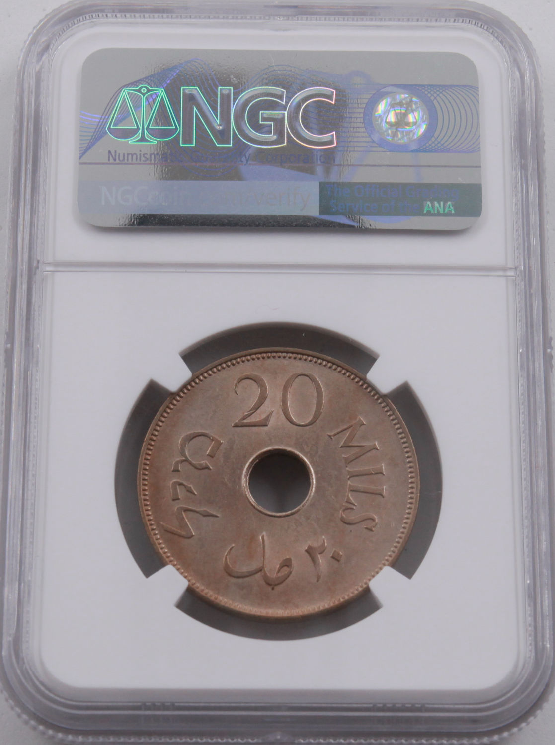 Palestine - 20 Mils 1934 - NGC 64 - UNC - Very Rare - 1 3