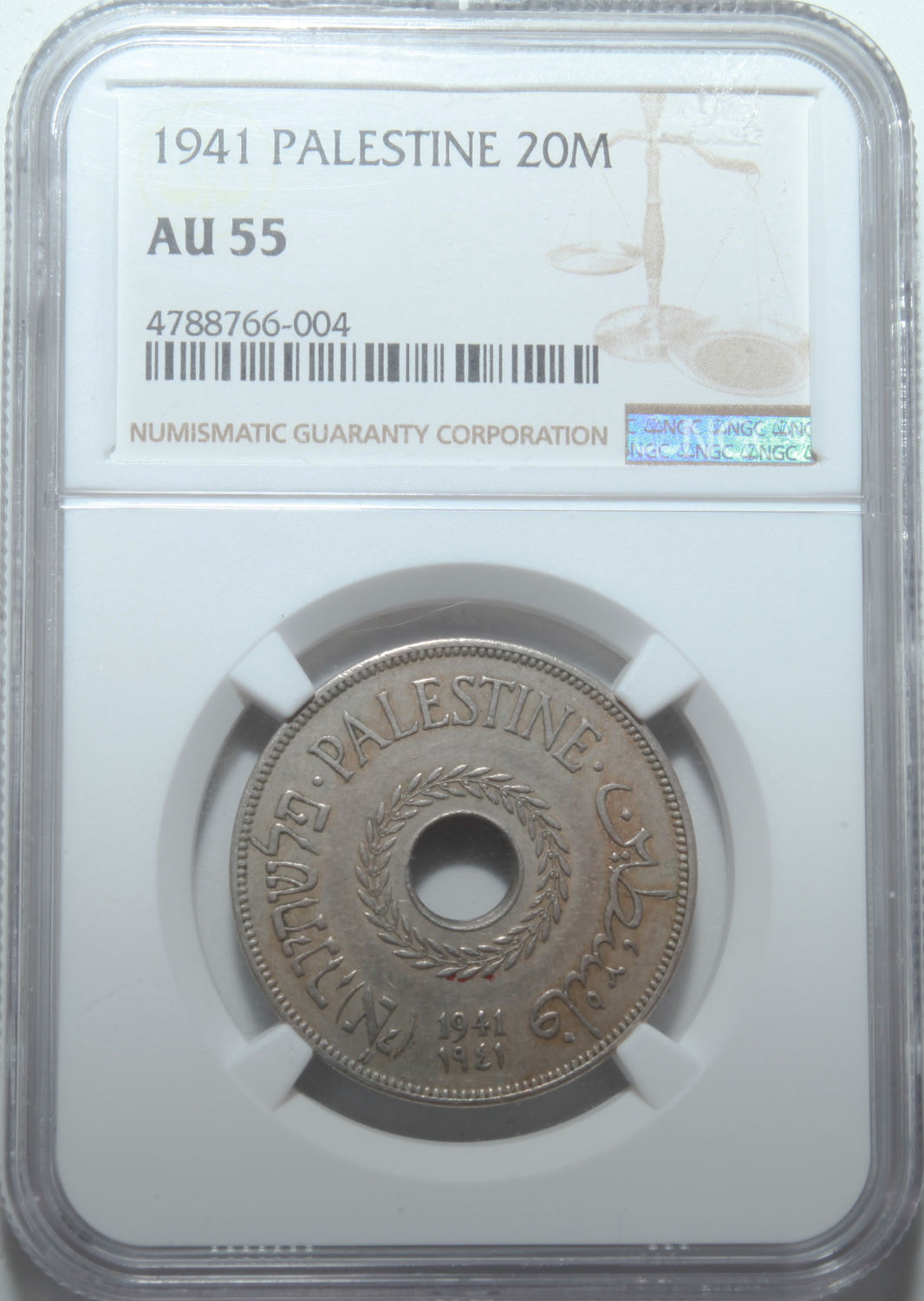 Palestine - 20 Mils 1941 - NGC AU 55 - 1 2